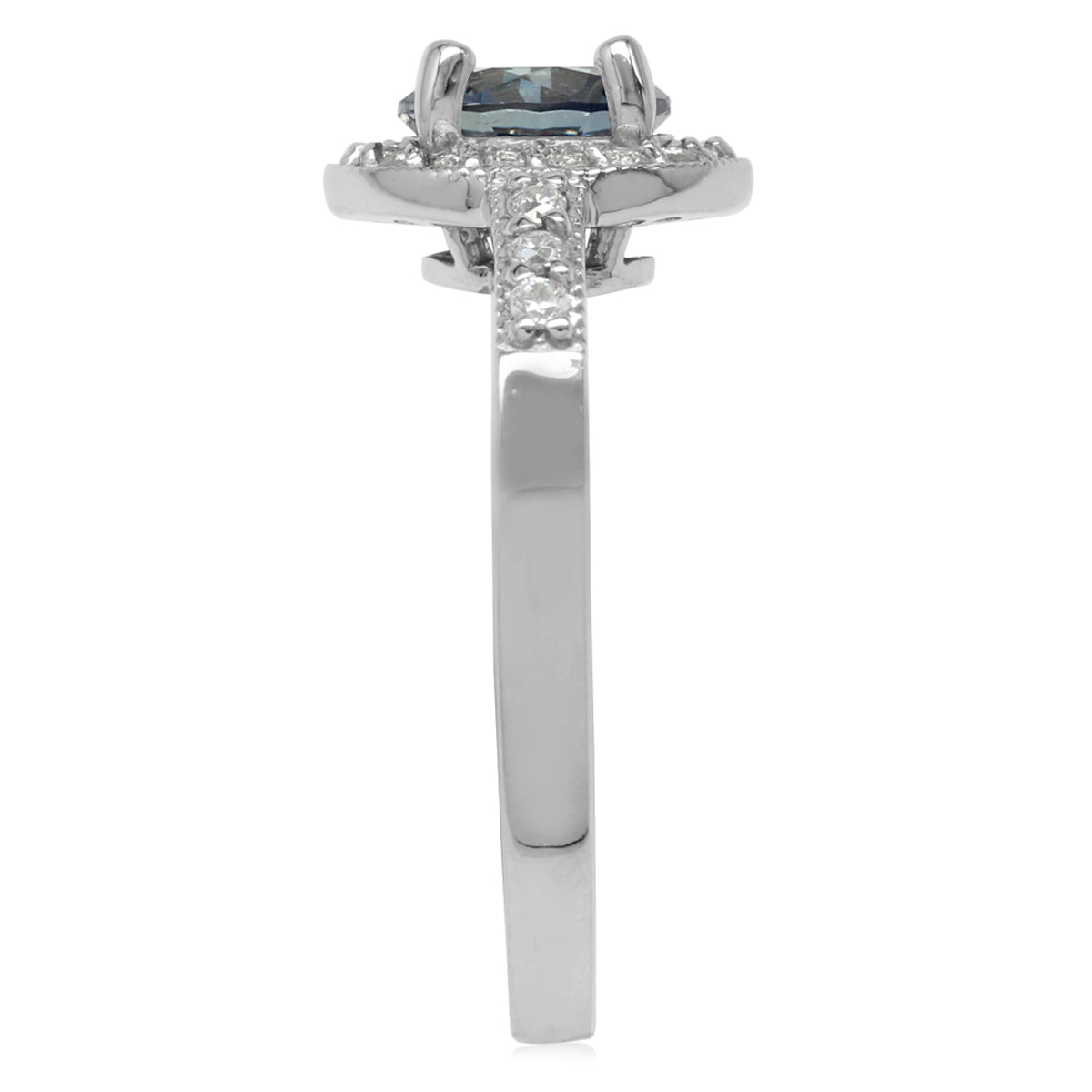7MM Round Shape Simulated Color Change Alexandrite 925 Sterling Silver Halo Engagement Ring