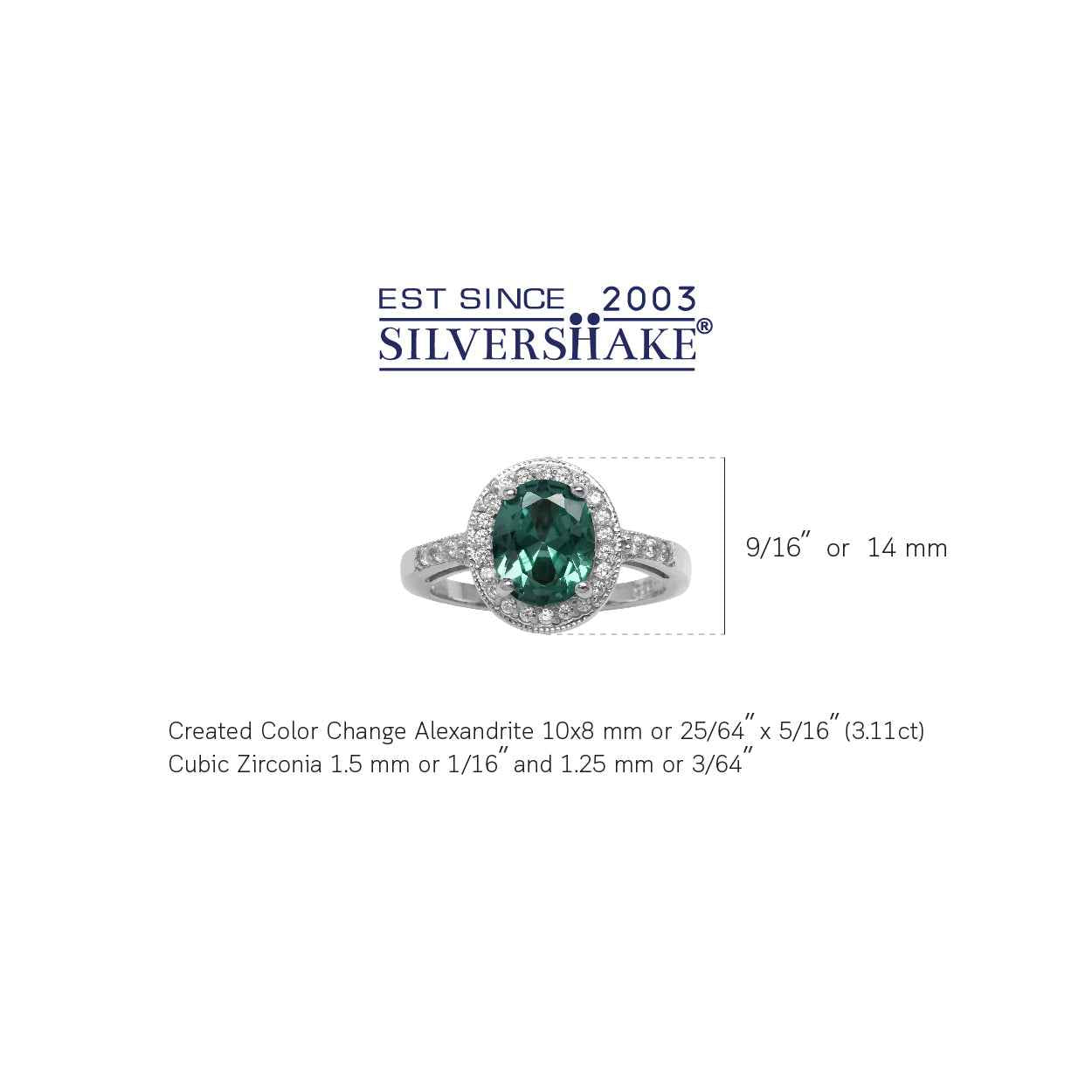 10x8MM Oval Shape Simulated Color Change Alexandrite 925 Sterling Silver Halo Engagement Ring