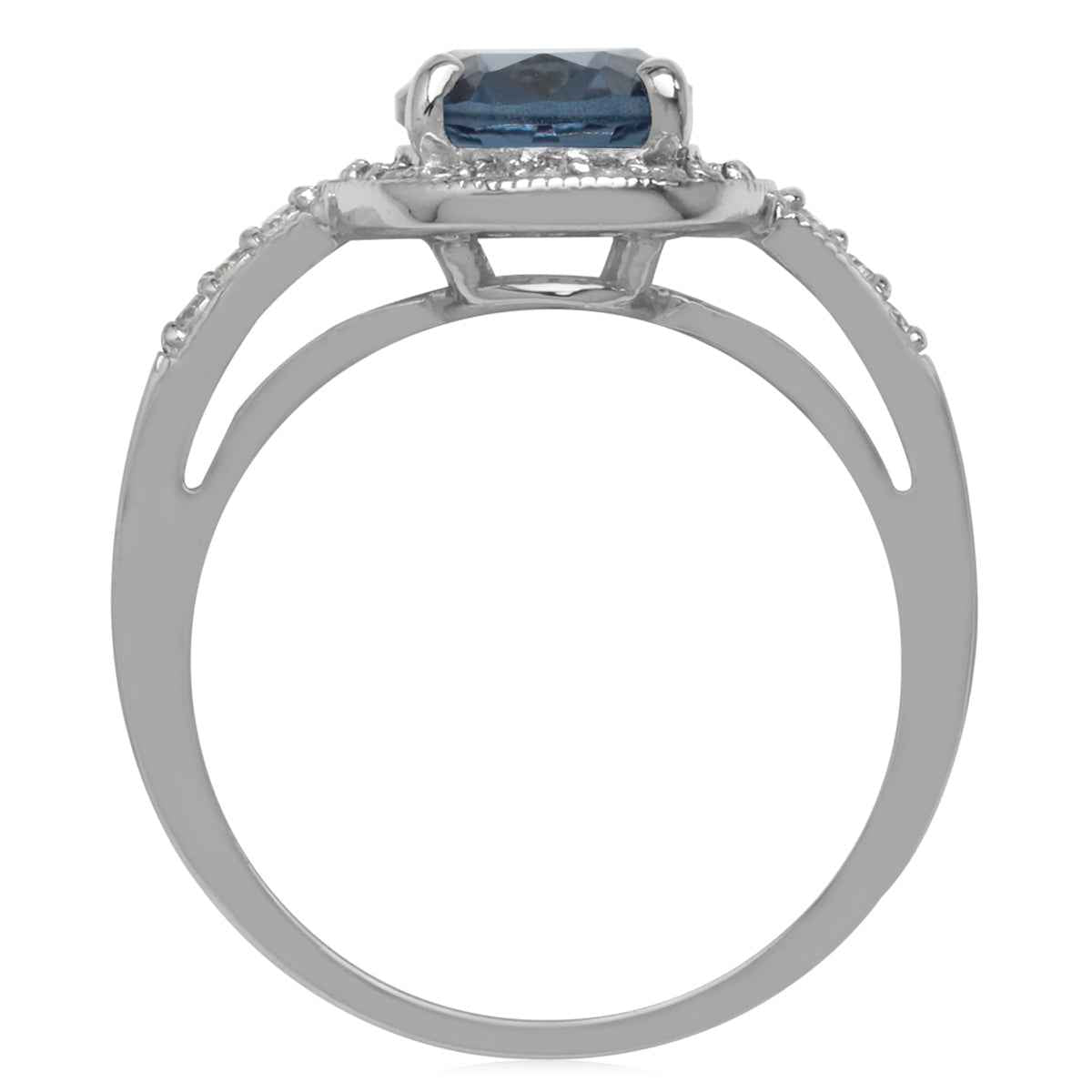 10x8MM Oval Shape Simulated Color Change Alexandrite 925 Sterling Silver Halo Engagement Ring