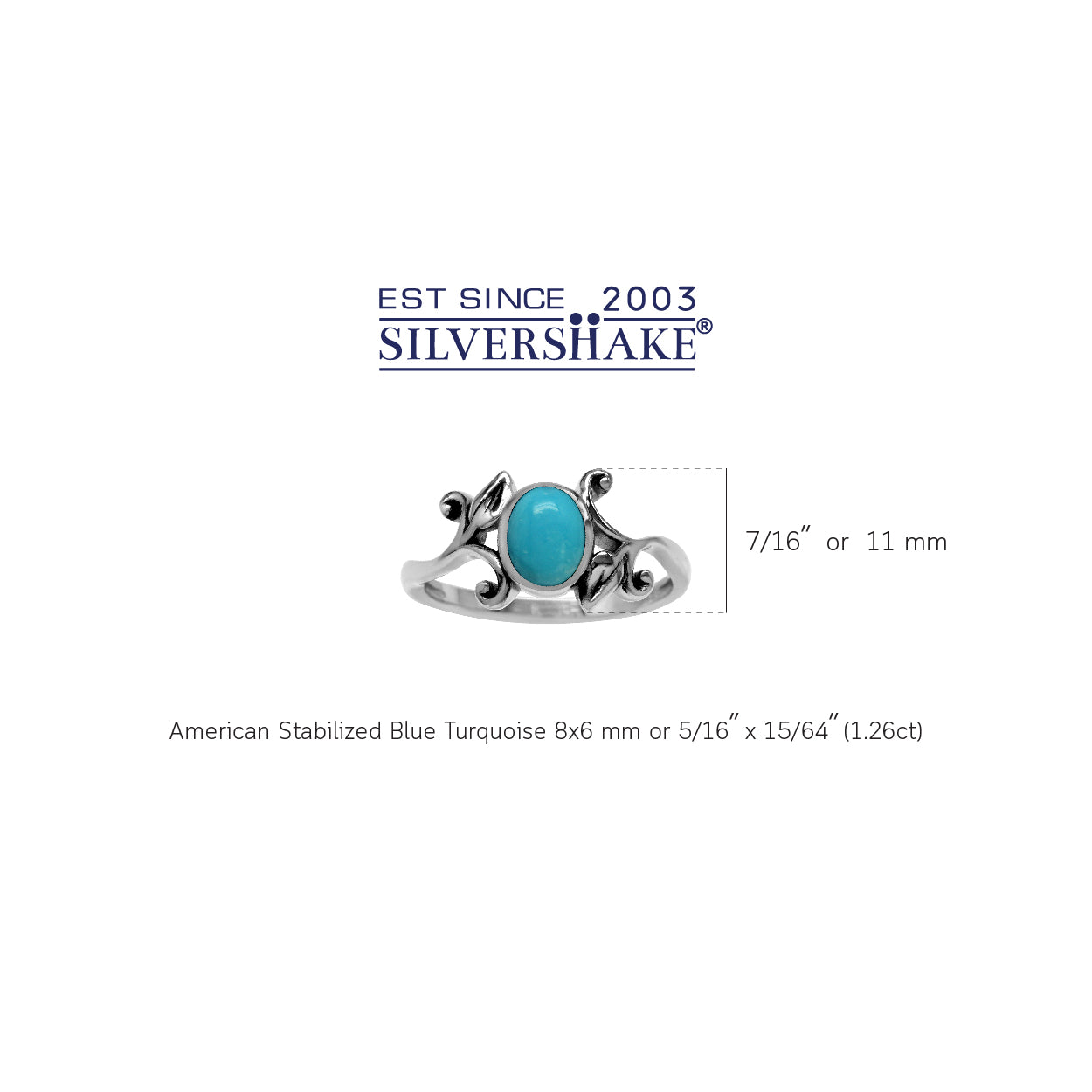8x6MM Genuine Oval Shape American Turquoise 925 Sterling Silver Leaf Vintage Inspired Ring