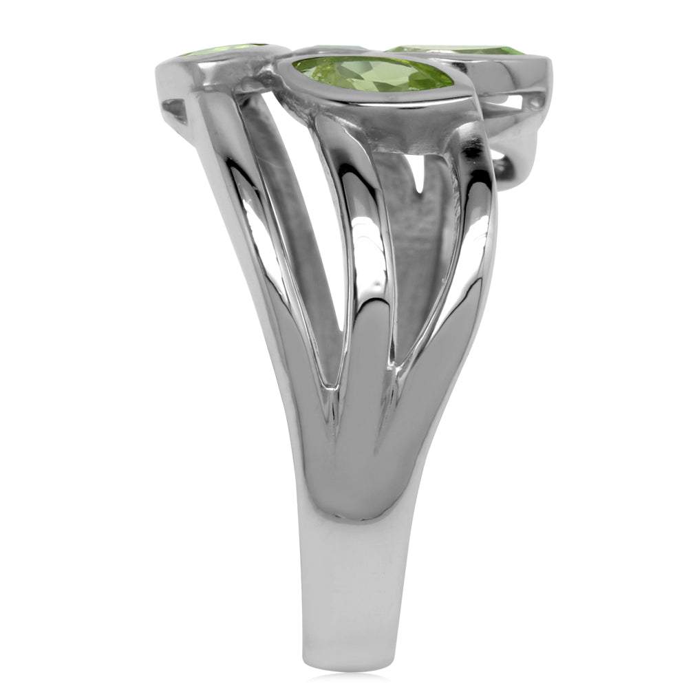 1.59ct. 5 Stone Natural Marquise Shape Peridot 925 Sterling Silver 3 Lines Leaf Ring - Silvershake-store