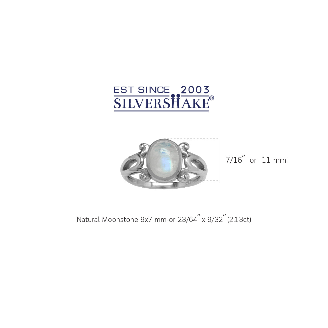 Genuine Rainbow Moonstone 925 Sterling Silver Victorian Inspired Casual Ring