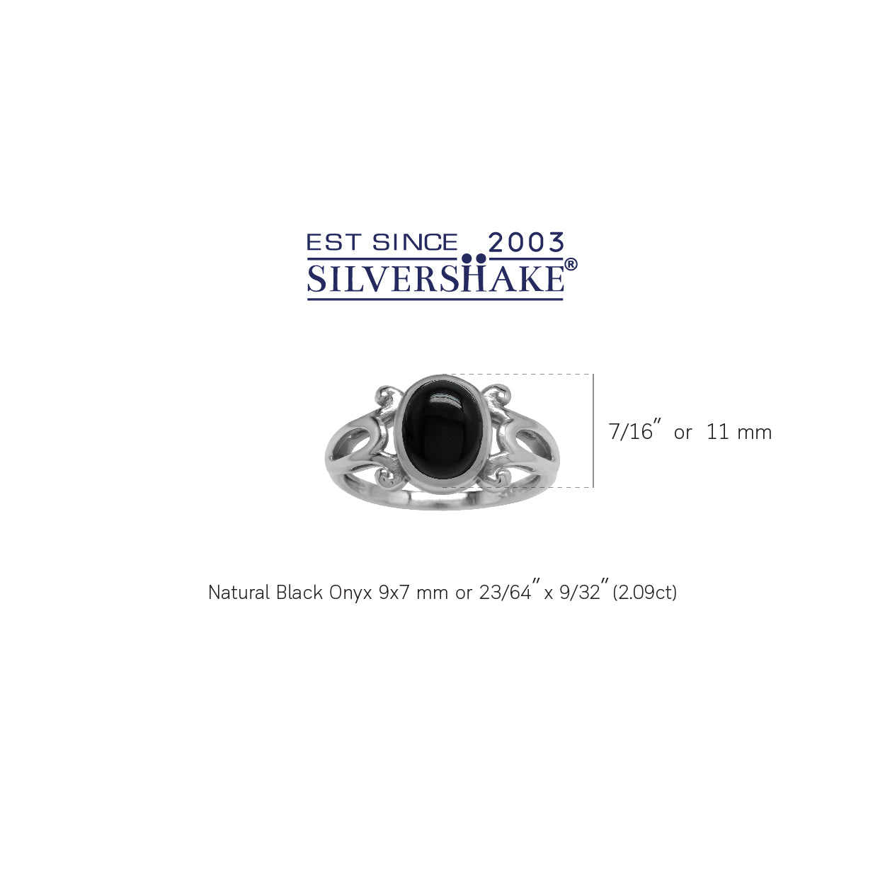 Genuine Black Onyx 925 Sterling Silver Victorian Inspired Casual Ring