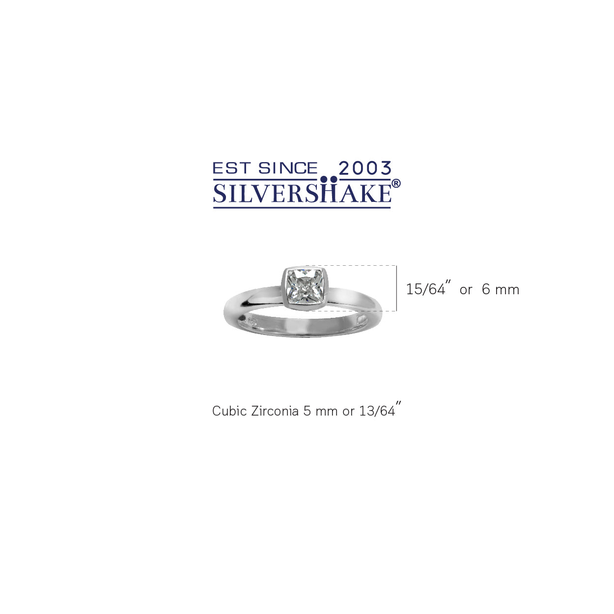 Cushion Cut White Cubic Zirconia 925 Sterling Silver Stack Stackable Solitaire Ring - Silvershake-store