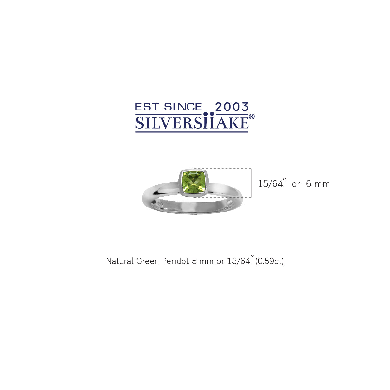 Cushion Cut Natural Peridot 925 Sterling Silver Stack Stackable Solitaire Ring - Silvershake-store