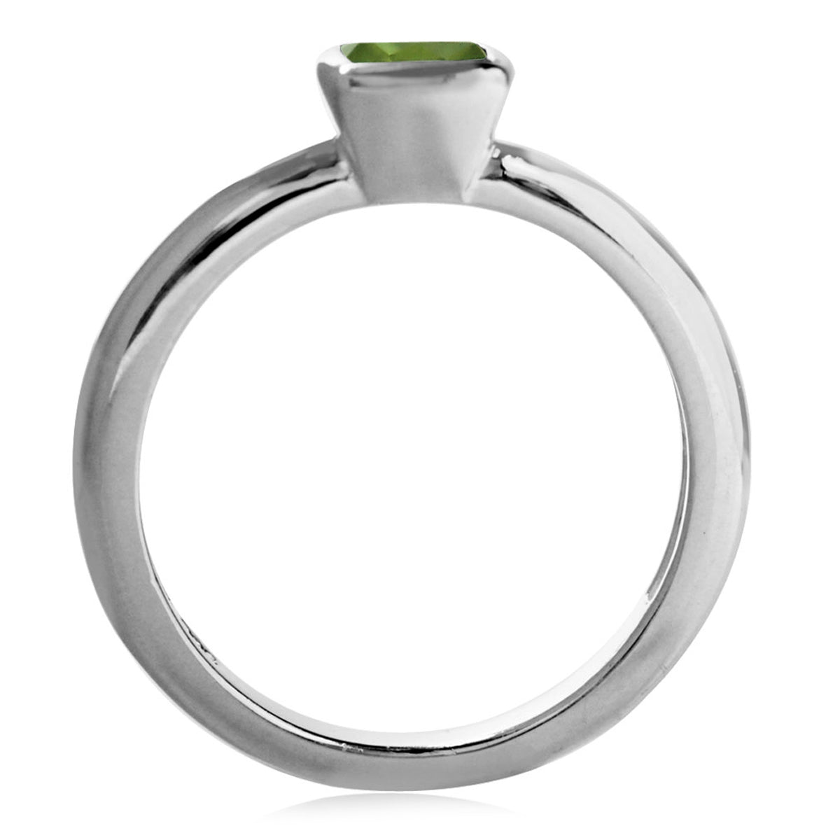 Cushion Cut Natural Peridot 925 Sterling Silver Stack Stackable Solitaire Ring - Silvershake-store