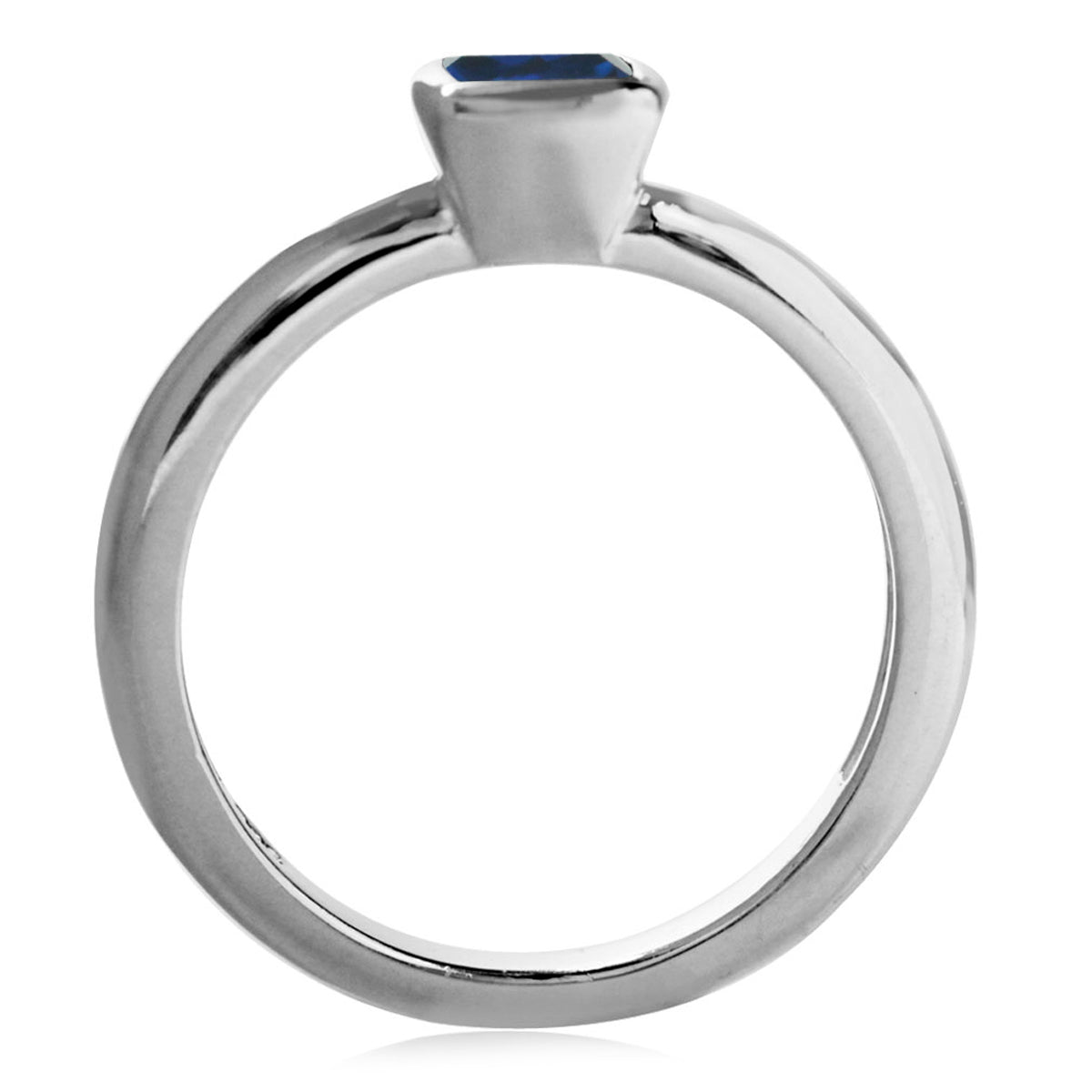 Cushion Cut Synthetic Blue Sapphire 925 Sterling Silver Stack Stackable Solitaire Ring - Silvershake-store