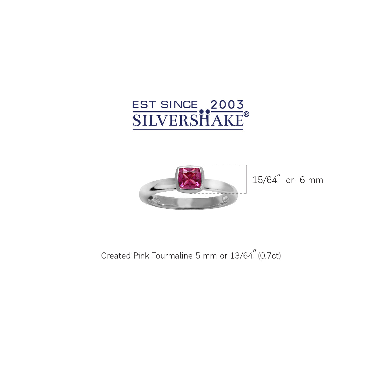 Cushion Cut Created Pink Tourmaline 925 Sterling Silver Stack Stackable Solitaire Ring - Silvershake-store