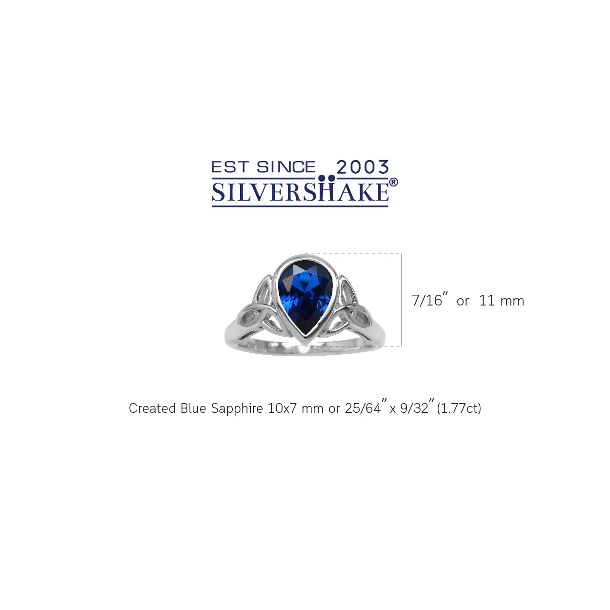 Synthetic Blue Sapphire 925 Sterling Silver Triquetra Celtic Knot Ring - Silvershake-store