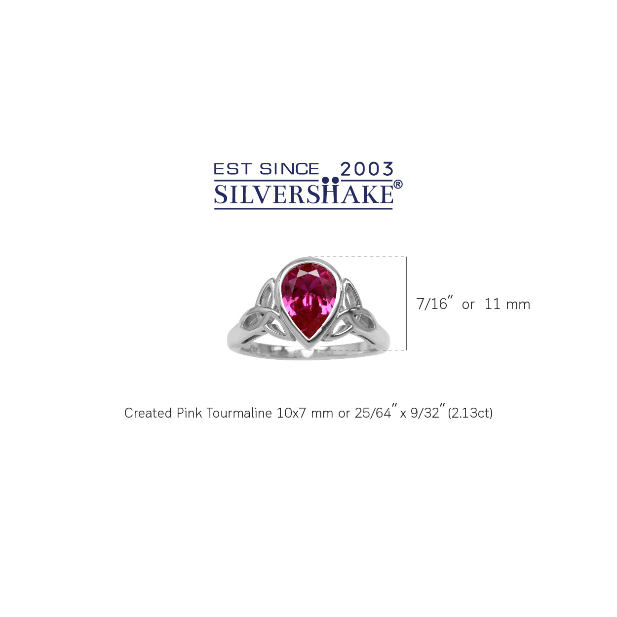2.1 CT Simulated Pink Tourmaline 925 Sterling Silver Triquetra Celtic Knot Ring - Silvershake-store