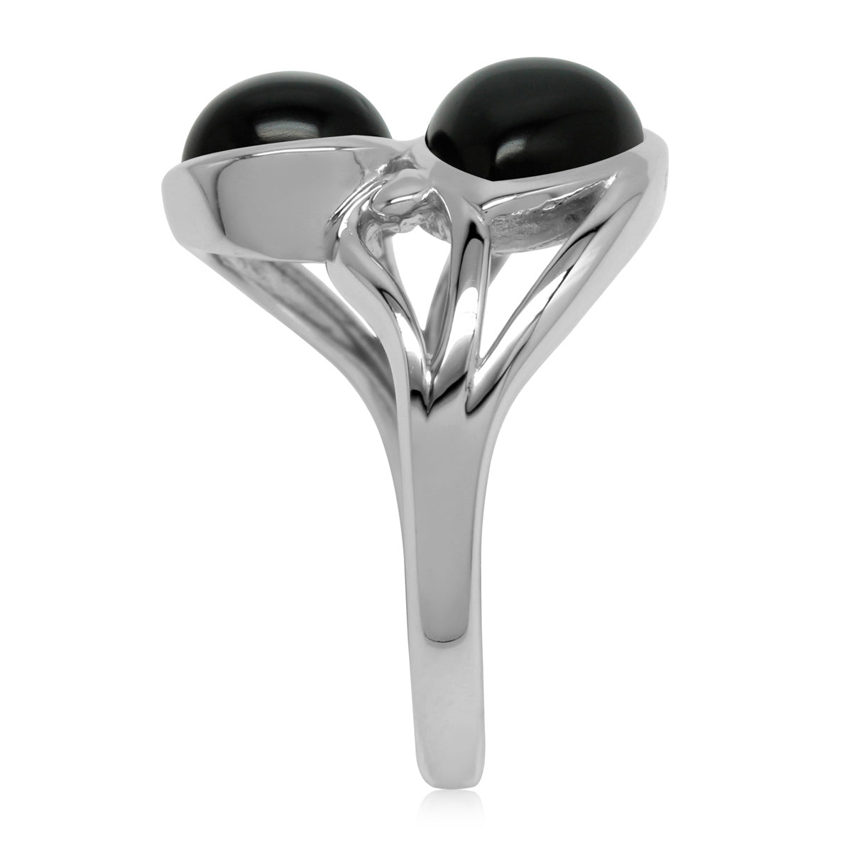 Natural 9x7 MM Black Onyx 925 Sterling Silver Contemporary Swirl Ring