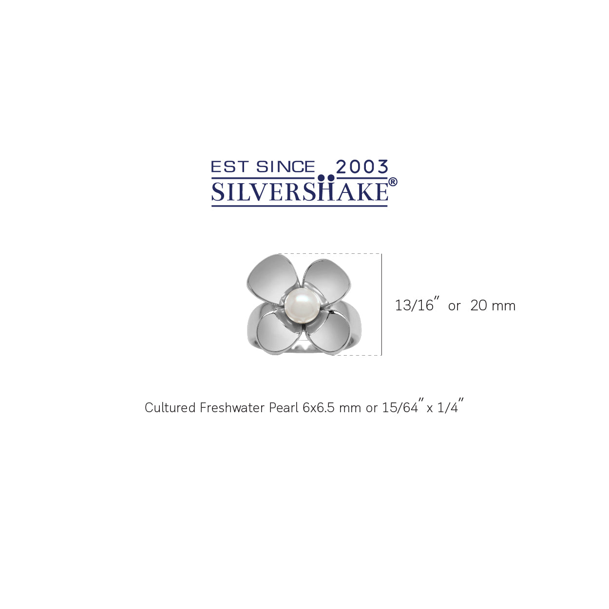 6MM White Cultured Freshwater Pearl 925 Sterling Silver Flower Ring - Silvershake-store
