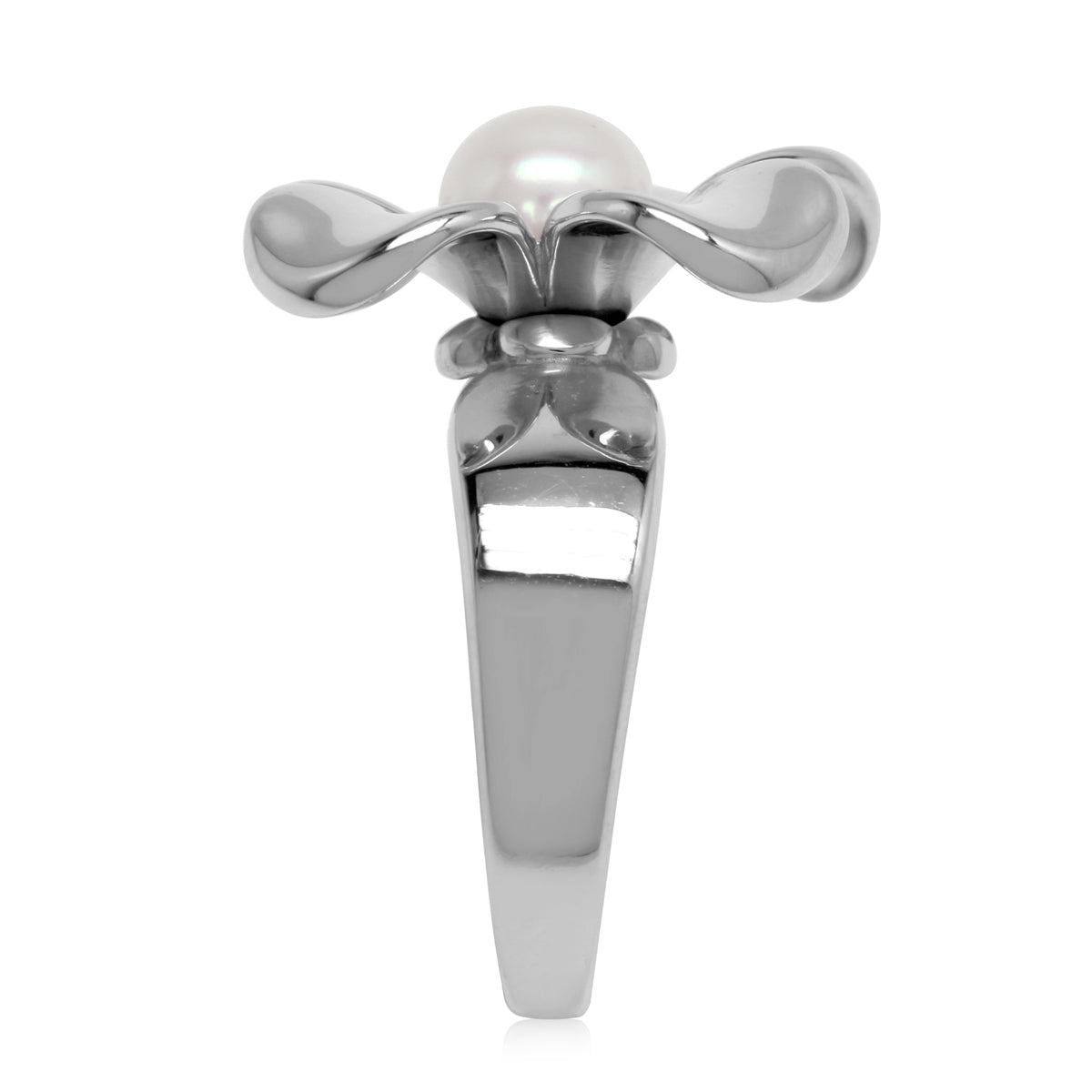 6MM White Cultured Freshwater Pearl 925 Sterling Silver Flower Ring - Silvershake-store
