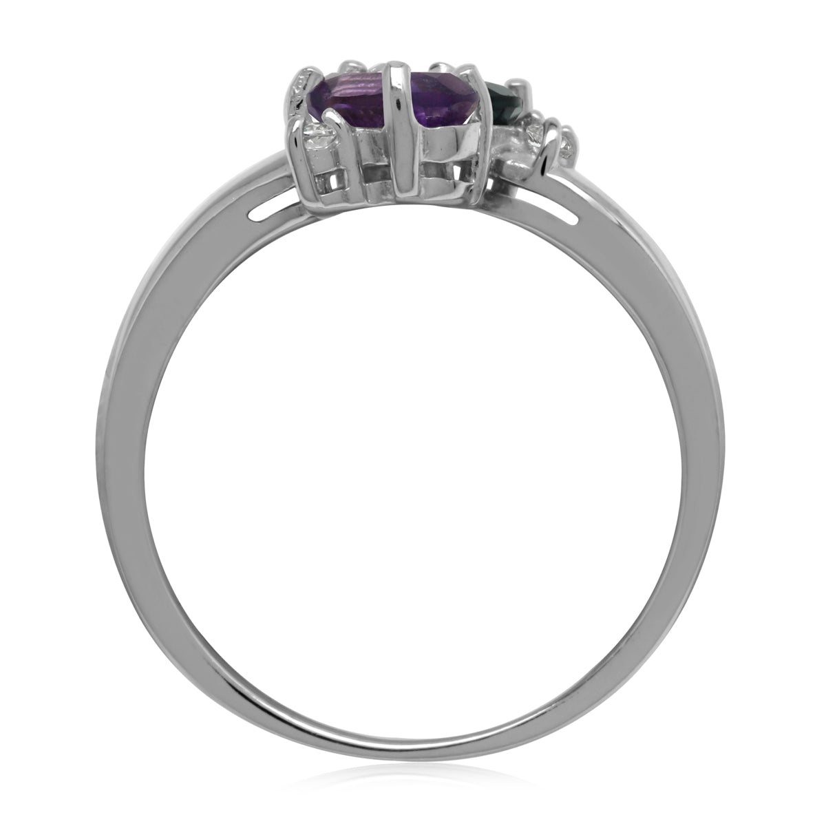 Genuine London Blue Topaz and Amethyst 925 Sterling Silver Gemstone Ring