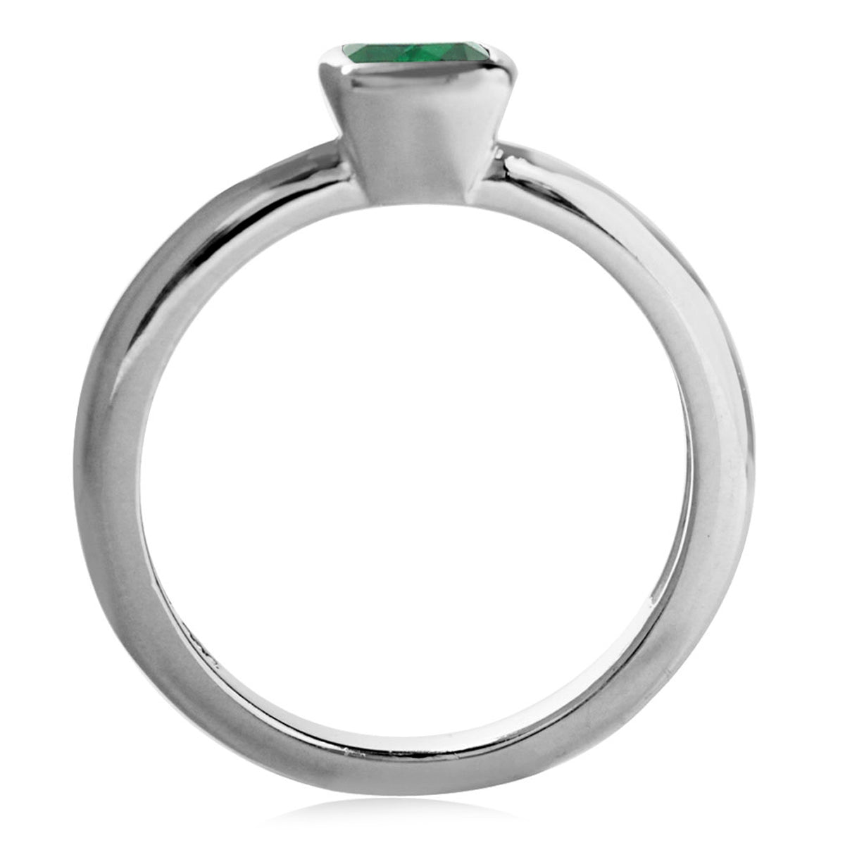 5MM Cushion Shape Nano Emerald 925 Sterling Silver Stack/Stackable Solitaire Ring - Silvershake-store