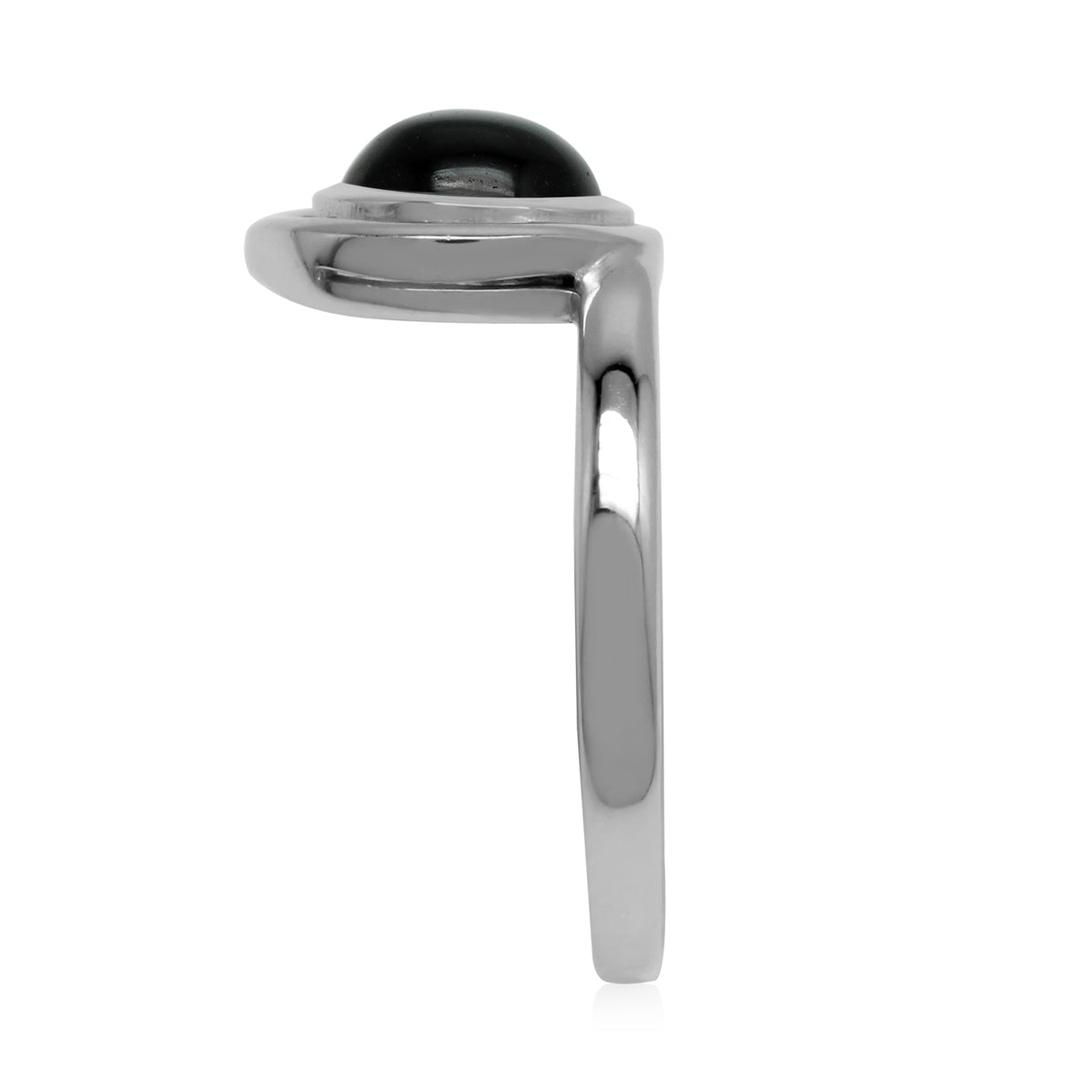 Natural Black Onyx 925 Sterling Silver Geometric Circle Ring