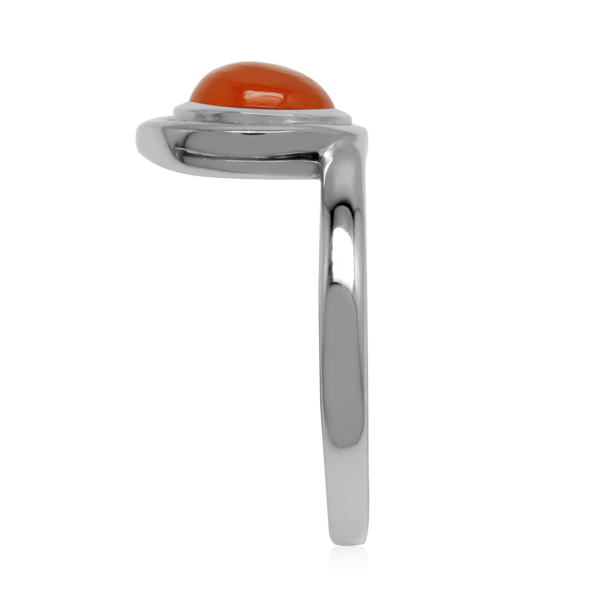 Genuine Carnelian 925 Sterling Silver Geometric Circle Ring