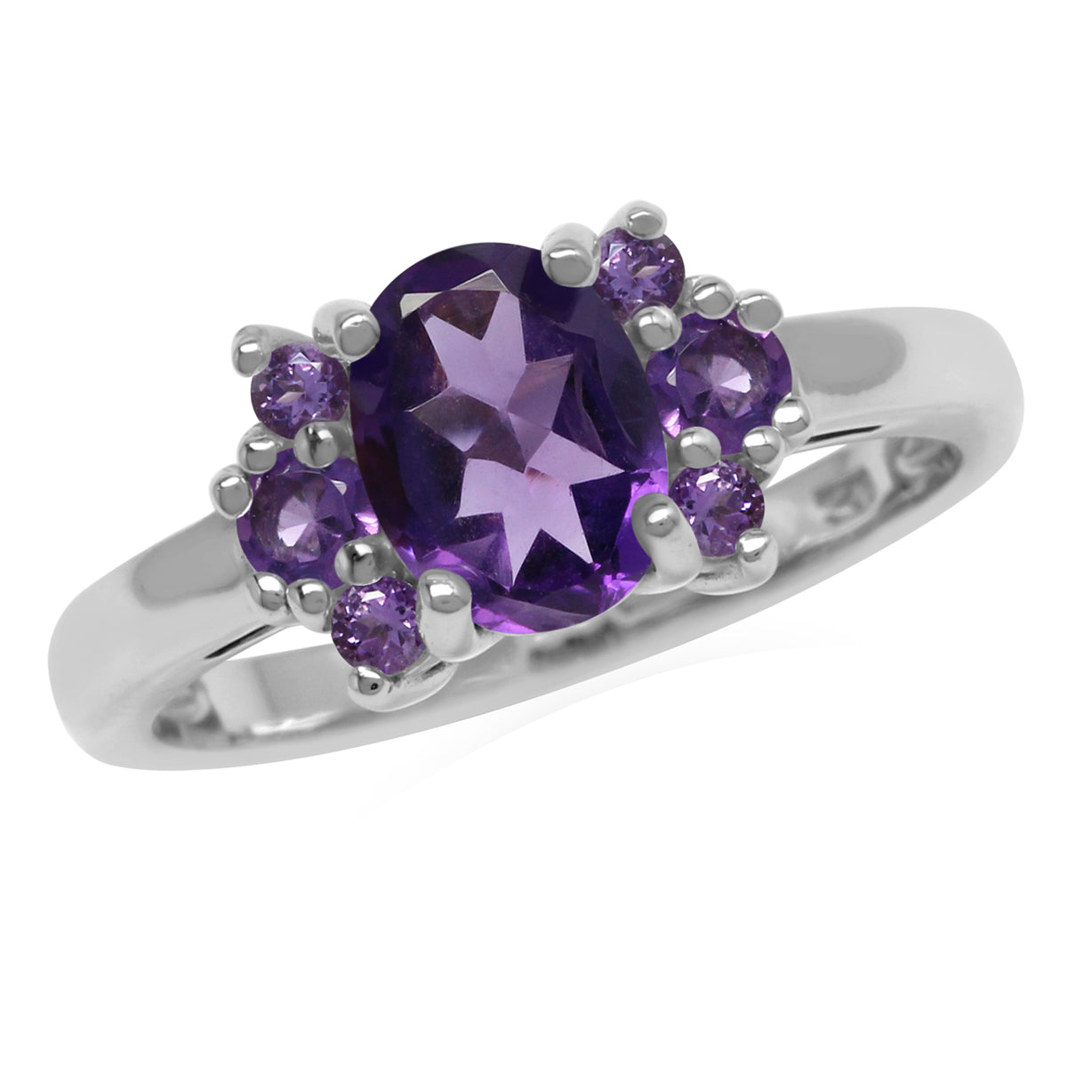 Genuine Oval 8x6 mm Purple African Amethyst 925 Sterling Silver Engagement Ring