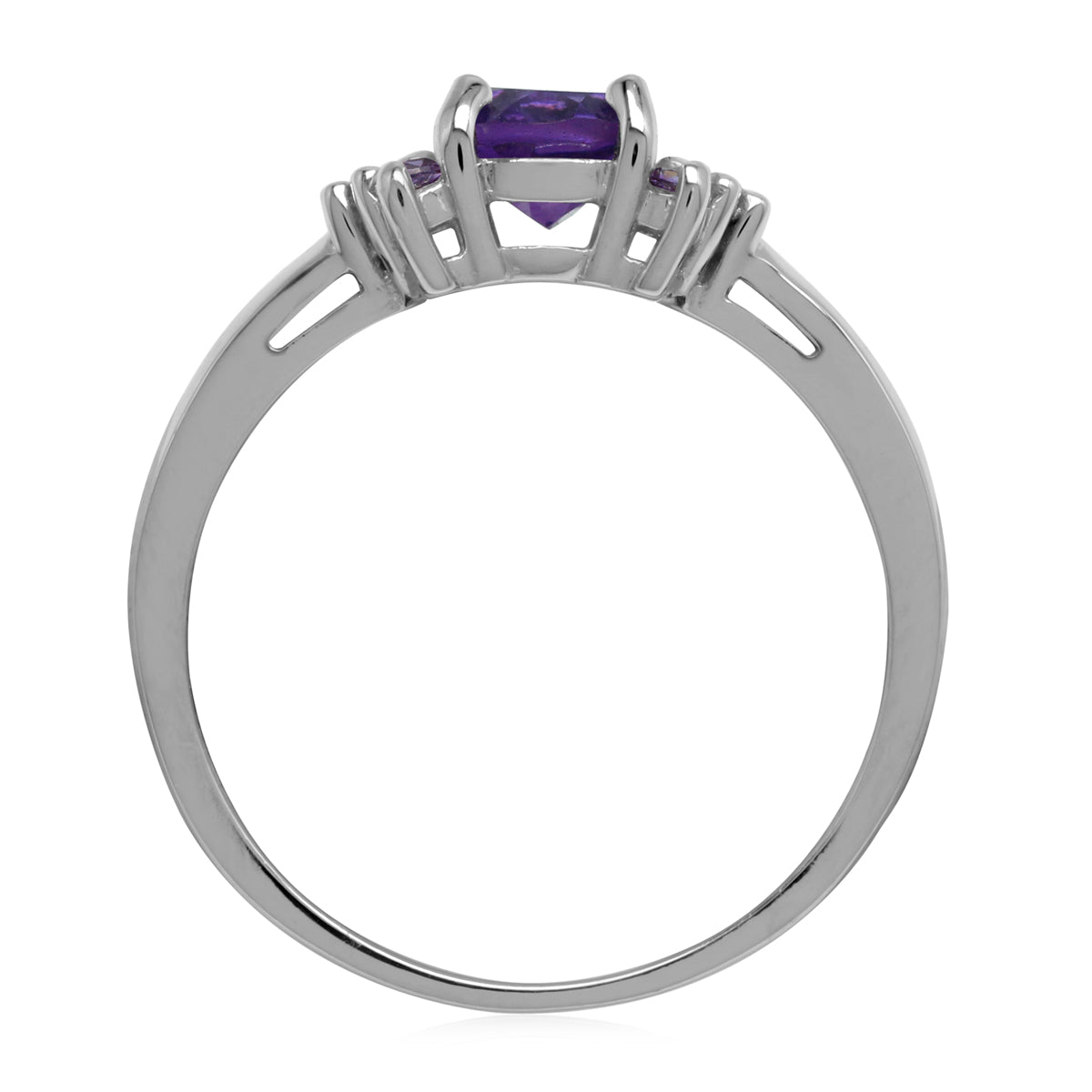 Genuine Oval 8x6 mm Purple African Amethyst 925 Sterling Silver Engagement Ring