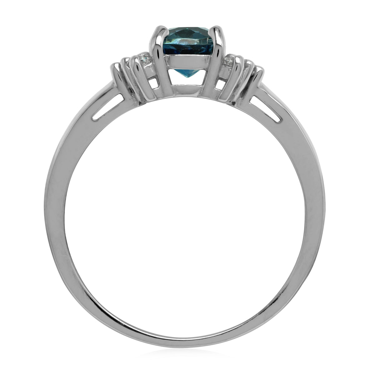 Genuine Oval 8x6 mm 1.5 Ctw London Blue Topaz 925 Sterling Silver Engagement Ring