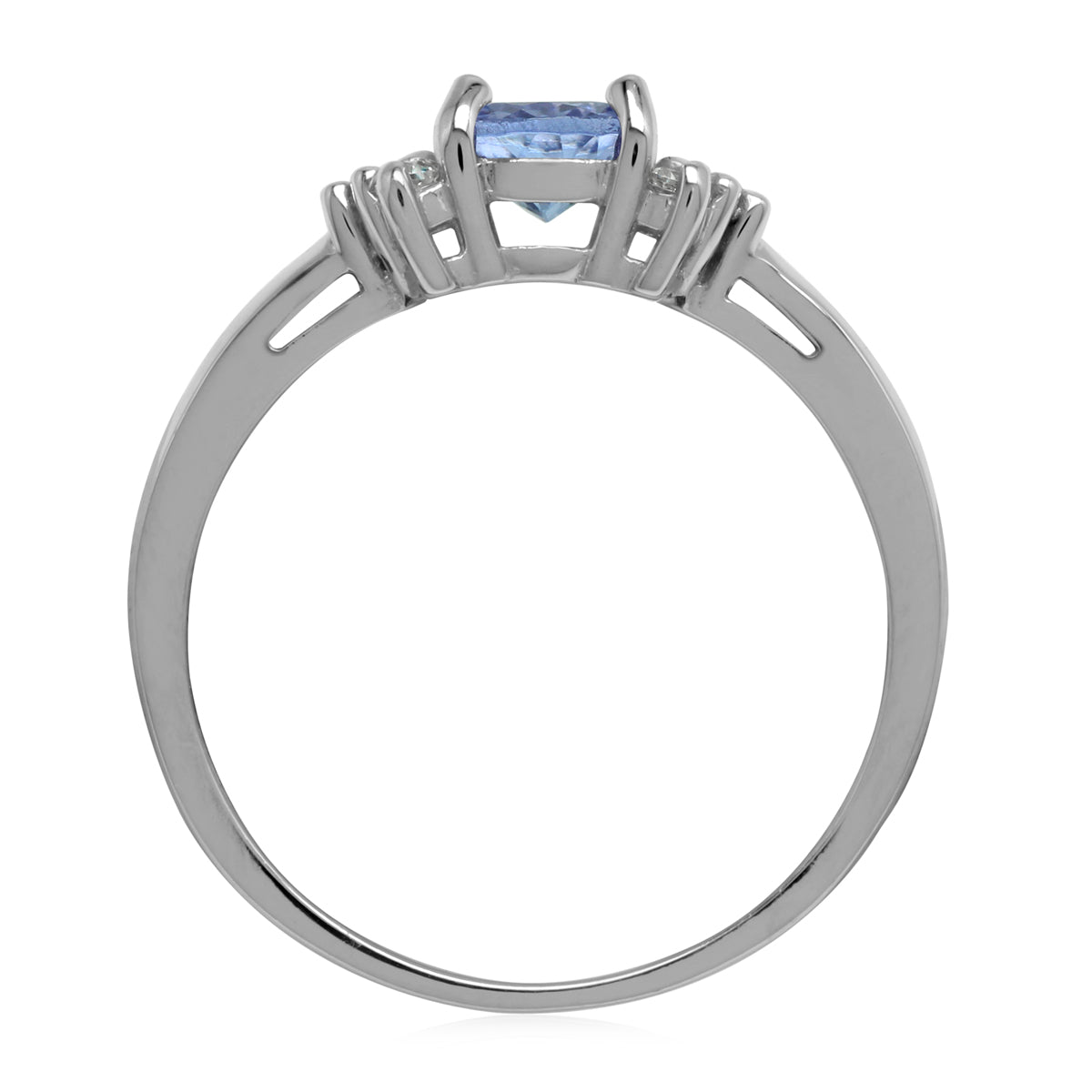 Genuine Oval 8x6 mm 1.1 Ctw Tanzanite and Topaz 925 Sterling Silver Engagement Ring
