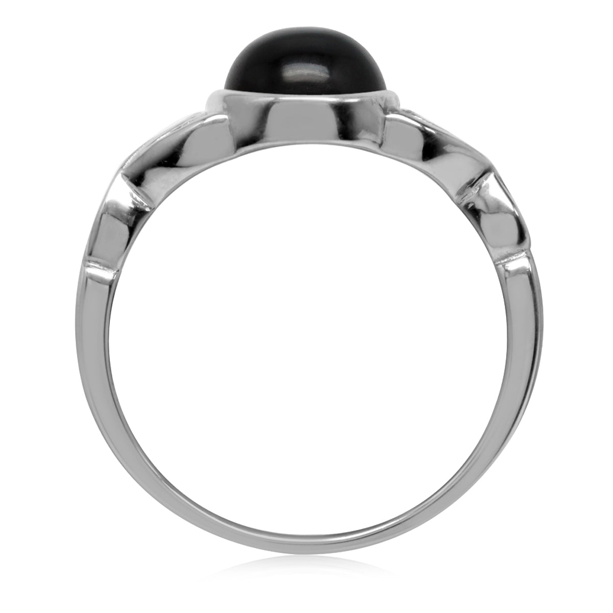 7mm Natural Black Onyx 925 Sterling Silver Victorian Style Solitaire Ring - Silvershake-store