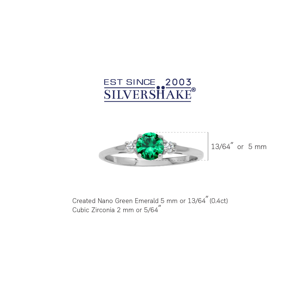 Petite Green Nano Emerald & White CZ 925 Sterling Silver Promise Ring - Silvershake-store