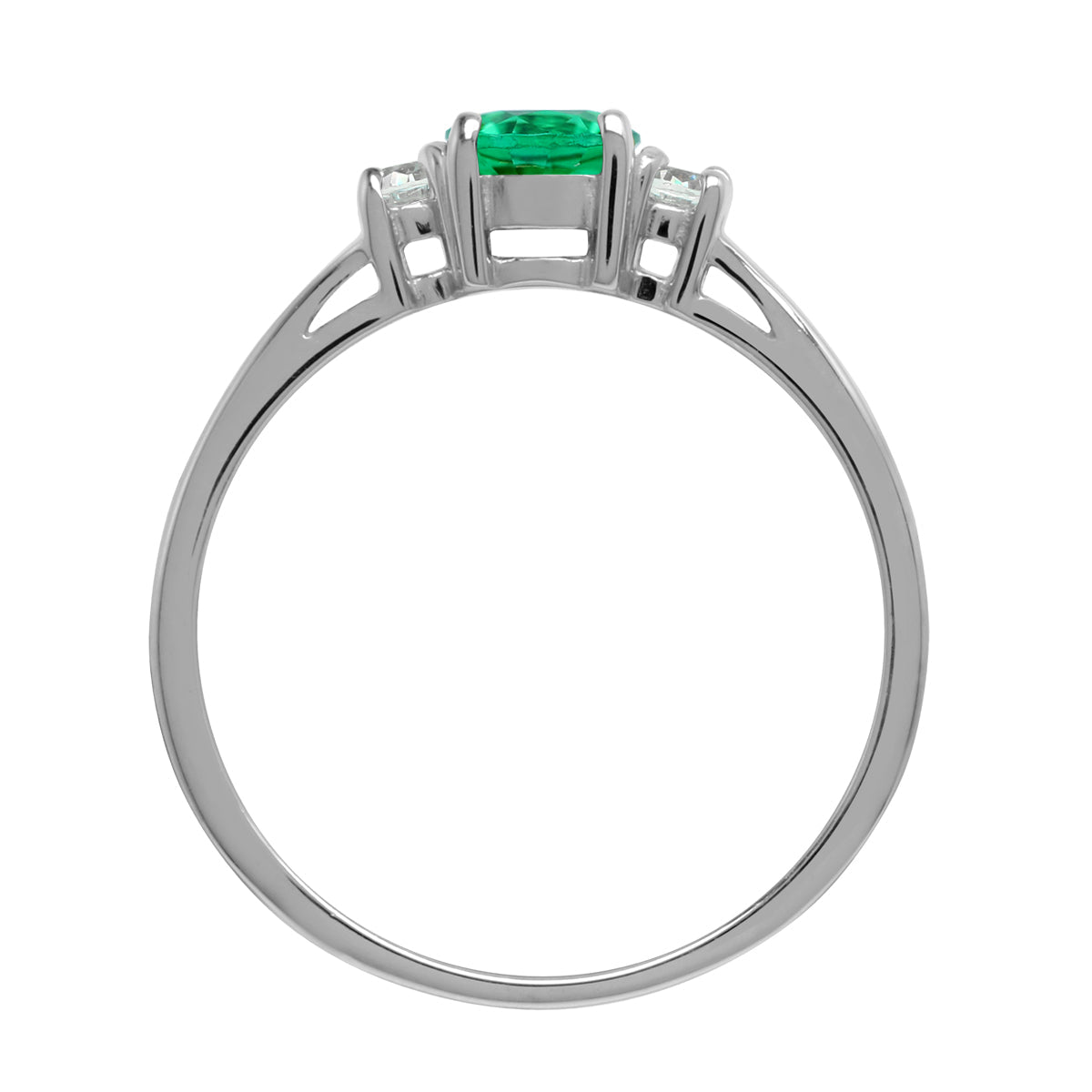 Petite Green Nano Emerald & White CZ 925 Sterling Silver Promise Ring - Silvershake-store