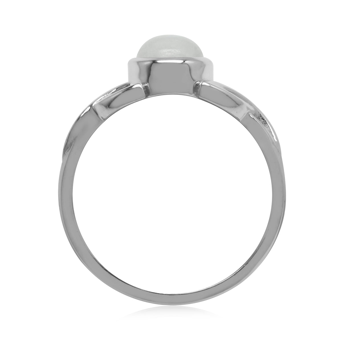 Natural 6 mm Round Rainbow Moonstone 925 Sterling Silver Triquetra Celtic Knot Ring silvershake