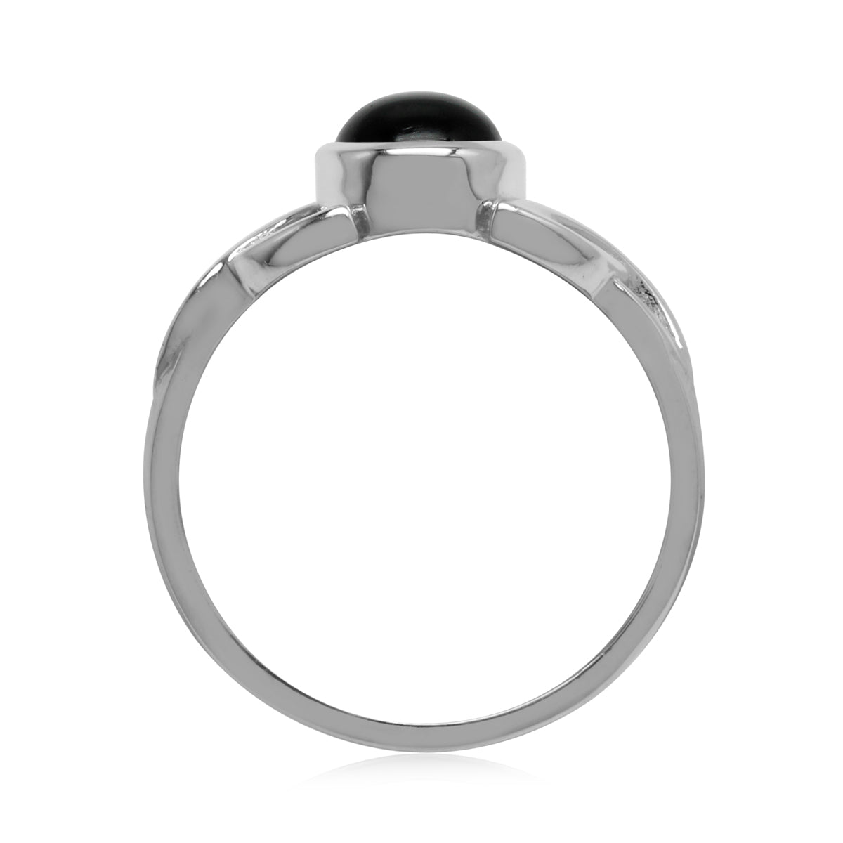 Natural 6 mm Round Black Onyx Stone 925 Sterling Silver Triquetra Celtic Knot Ring silvershake