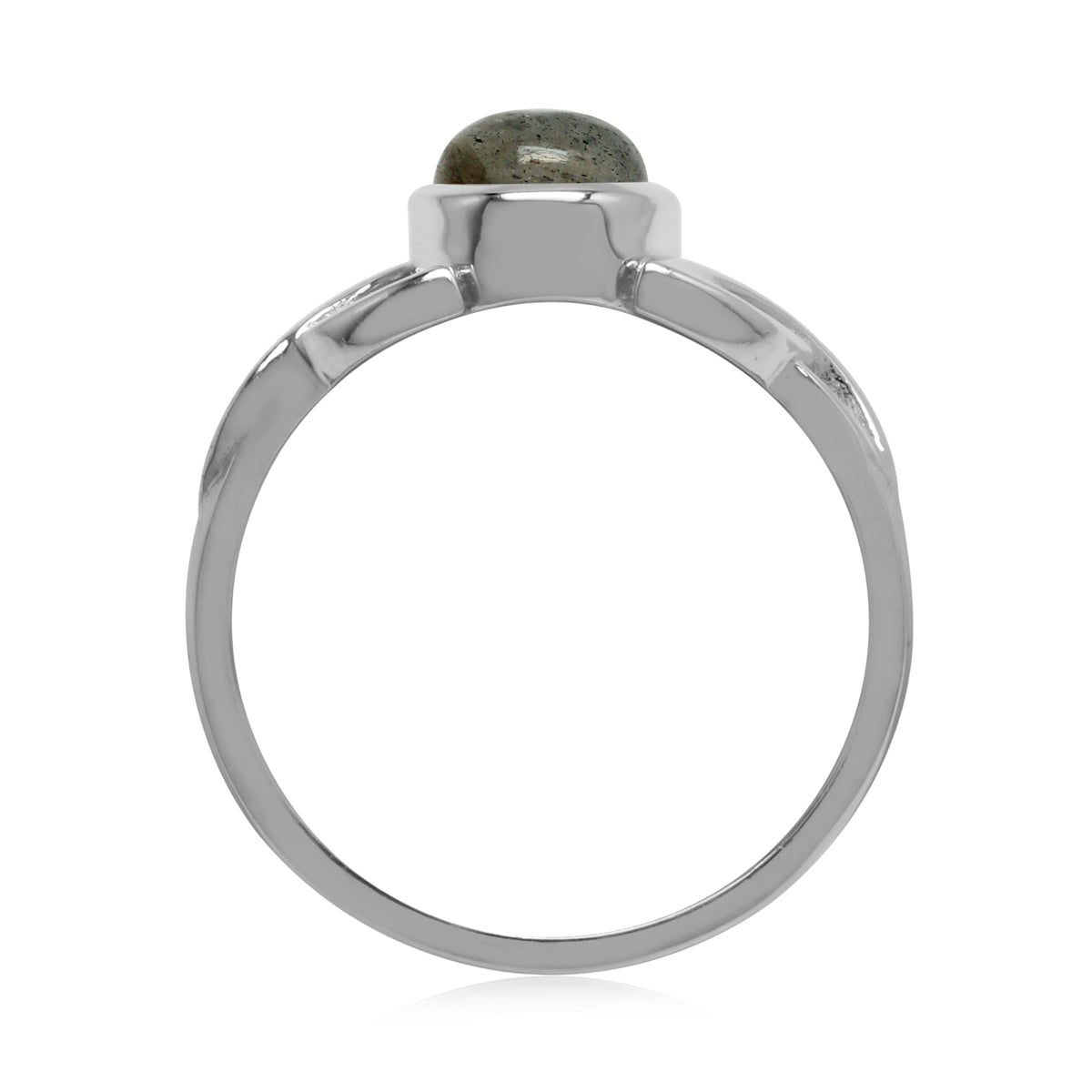 Natural 6 mm Round Labradorite Stone 925 Sterling Silver Triquetra Celtic Knot Ring silvershake