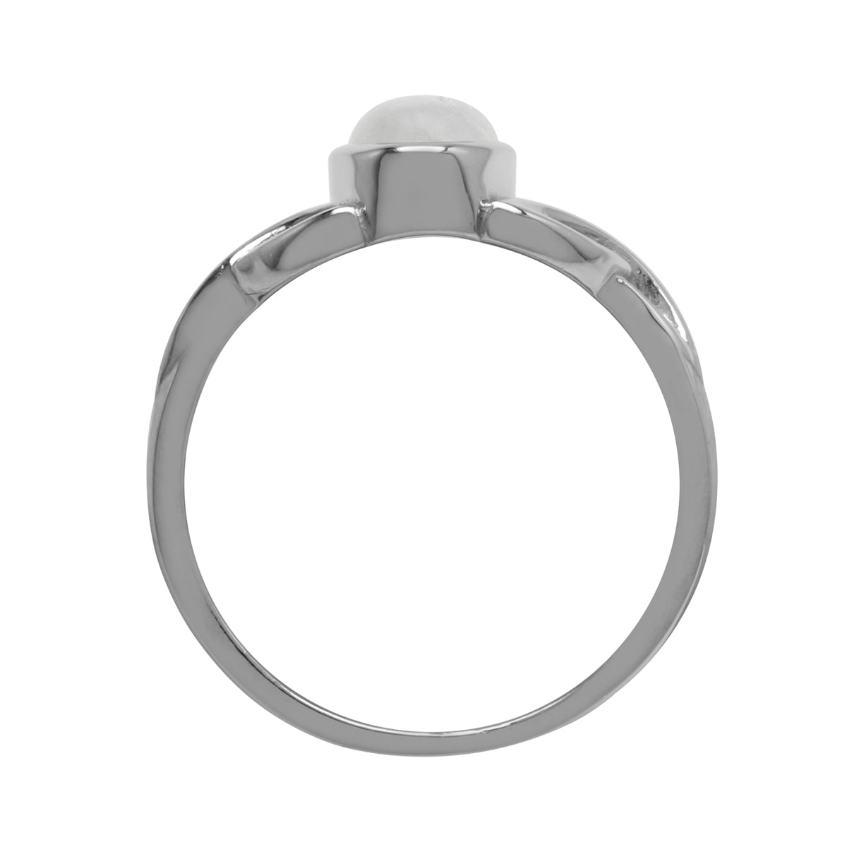Natural 7x5 mm Oval Rainbow Moonstone 925 Sterling Silver Triquetra Celtic Knot Ring - Silvershake-store