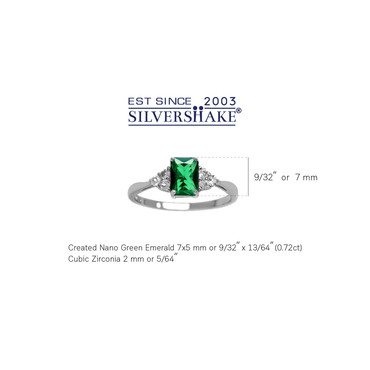 Nano Green Emerald Octagon 7x5 mm 925 Sterling Silver Engagement Ring - Silvershake-store