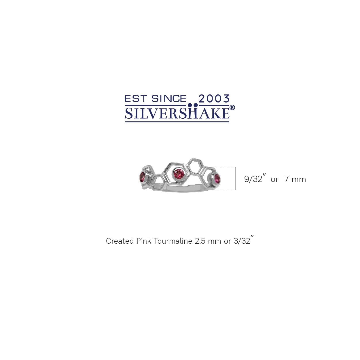 3 Stone Genuine Pink Tourmaline White Gold Plated 925 Sterling Silver Honeycomb Bee Ring - Silvershake-store