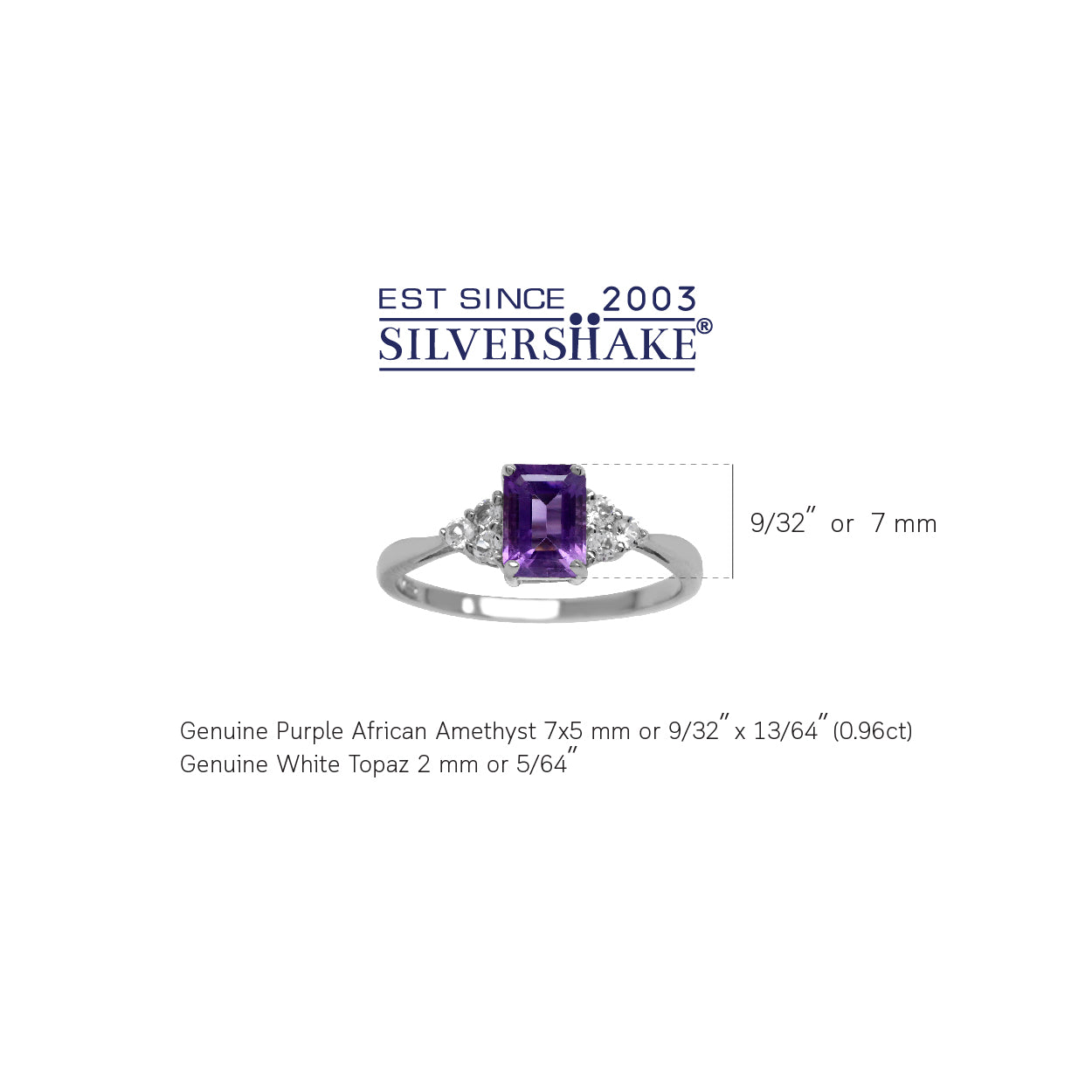 Genuine African Amethyst Octagon 7x5 mm 925 Sterling Silver Engagement Ring - Silvershake-store