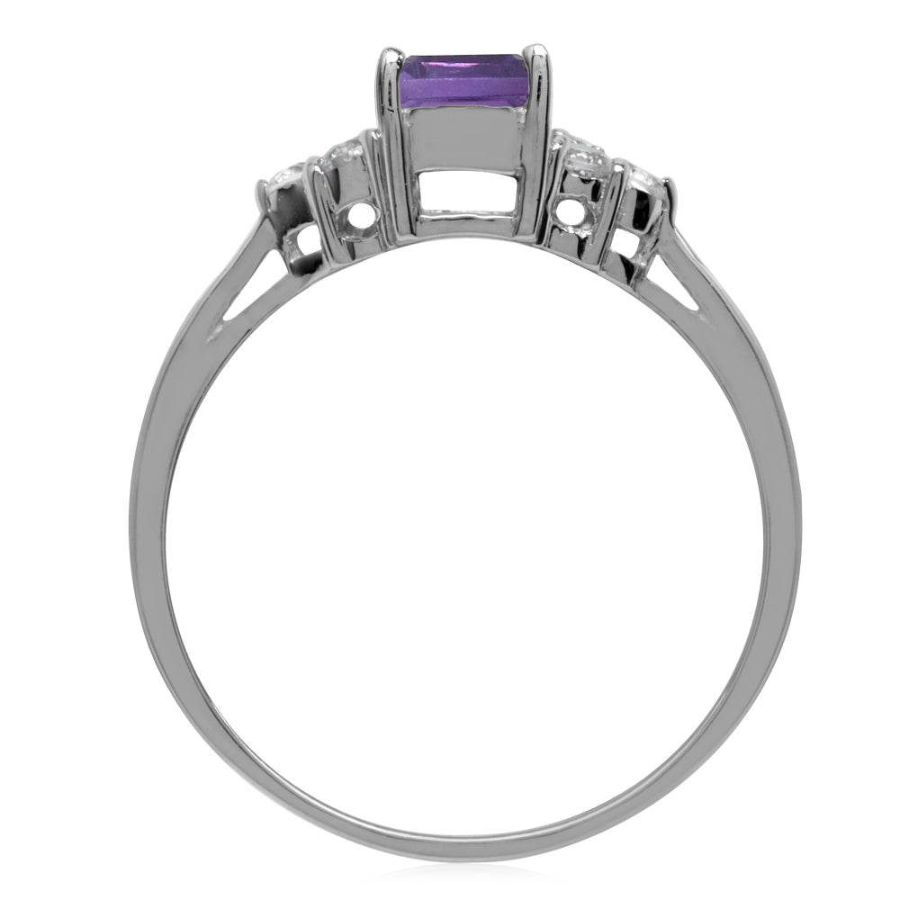 Genuine African Amethyst Octagon 7x5 mm 925 Sterling Silver Engagement Ring - Silvershake-store