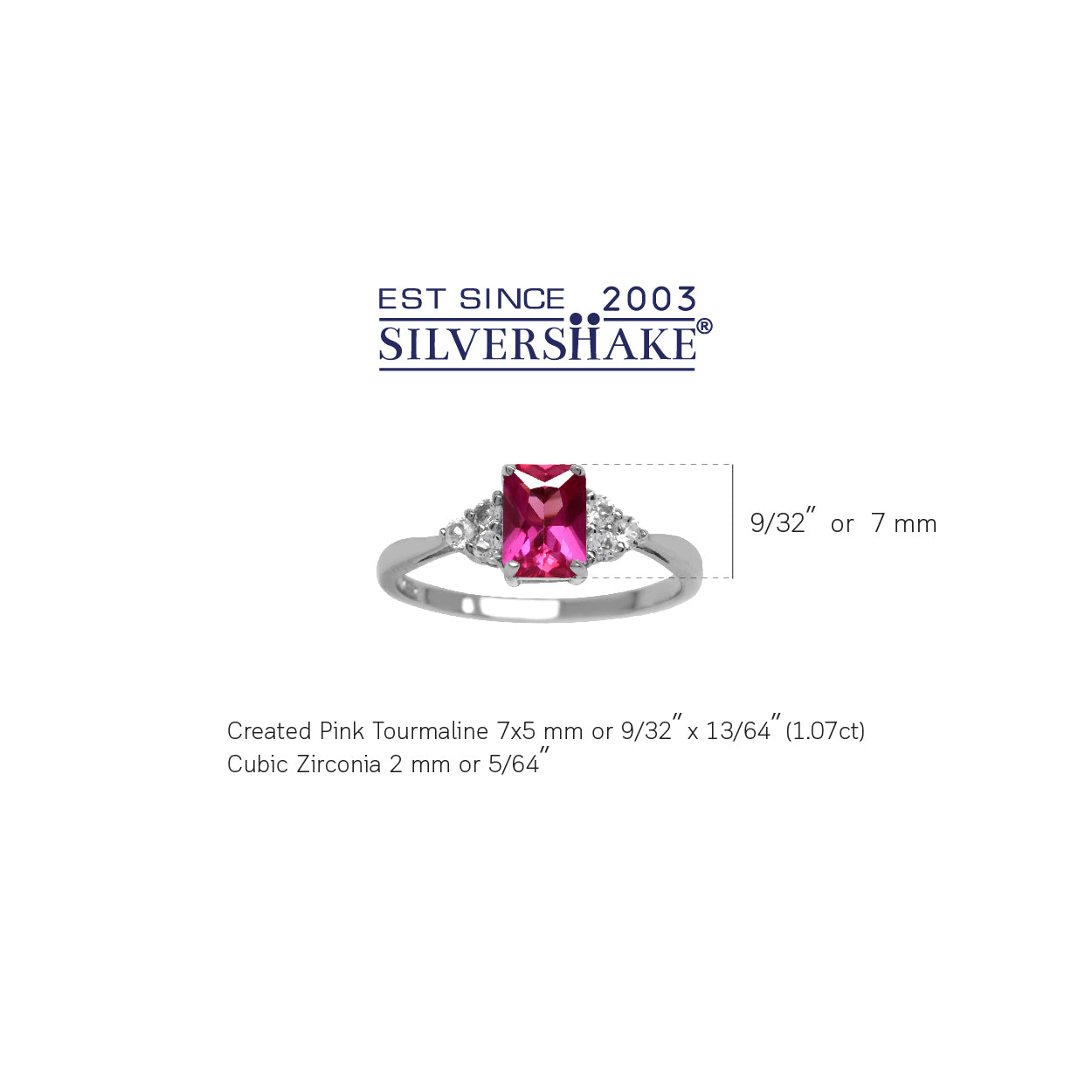 Created Pink Tourmaline Octagon 7x5 mm 925 Sterling Silver Engagement Ring - Silvershake-store