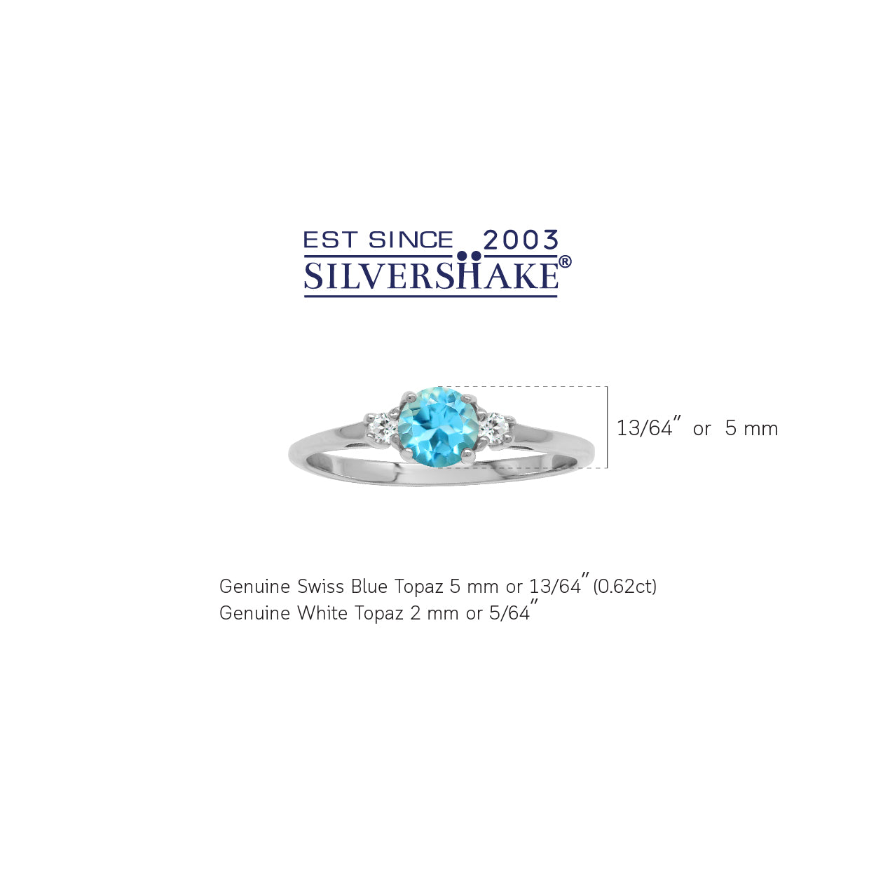 Petite Genuine Swiss Blue Topaz White Gold Plated 925 Sterling Silver Promise Ring - Silvershake-store