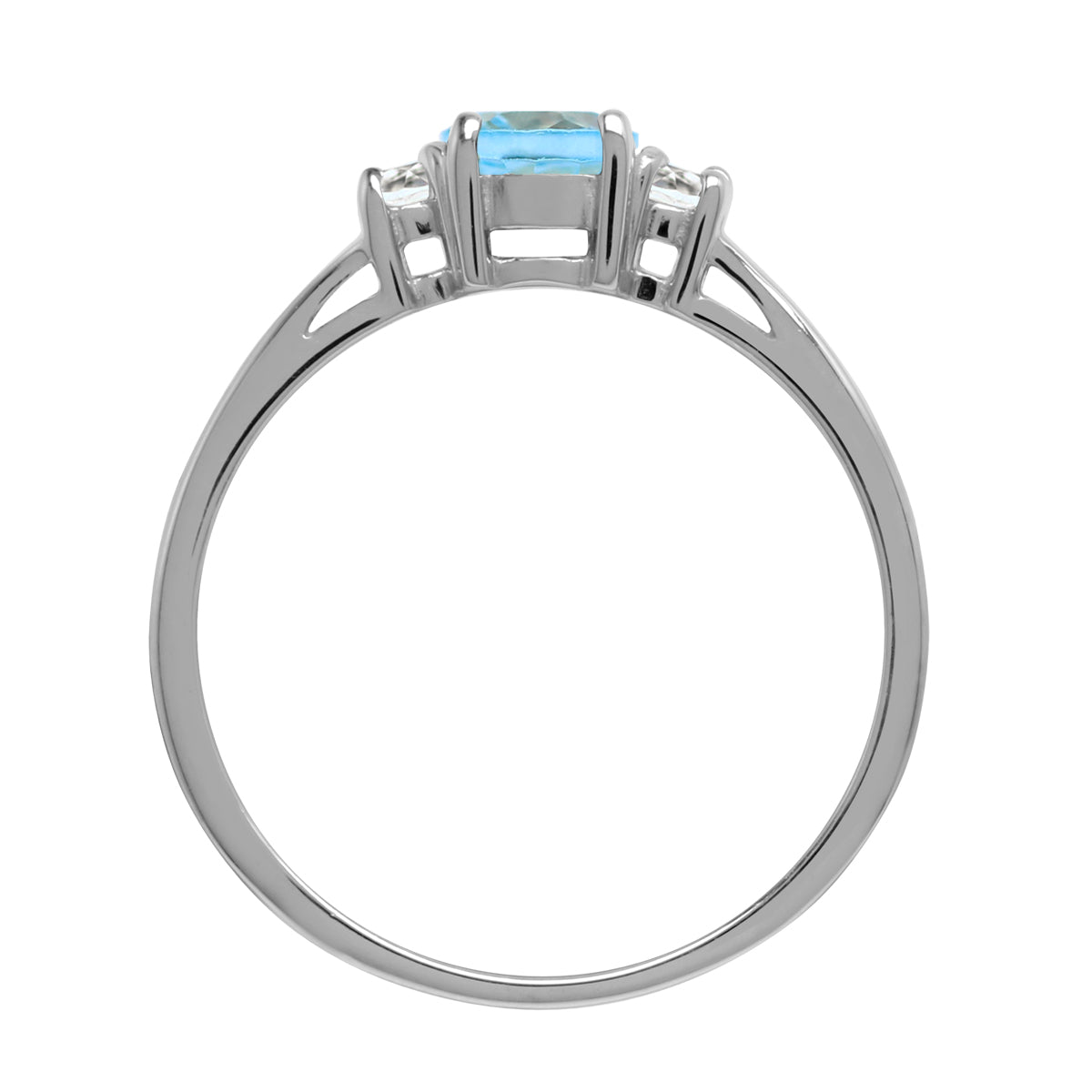 Petite Genuine Swiss Blue Topaz White Gold Plated 925 Sterling Silver Promise Ring - Silvershake-store