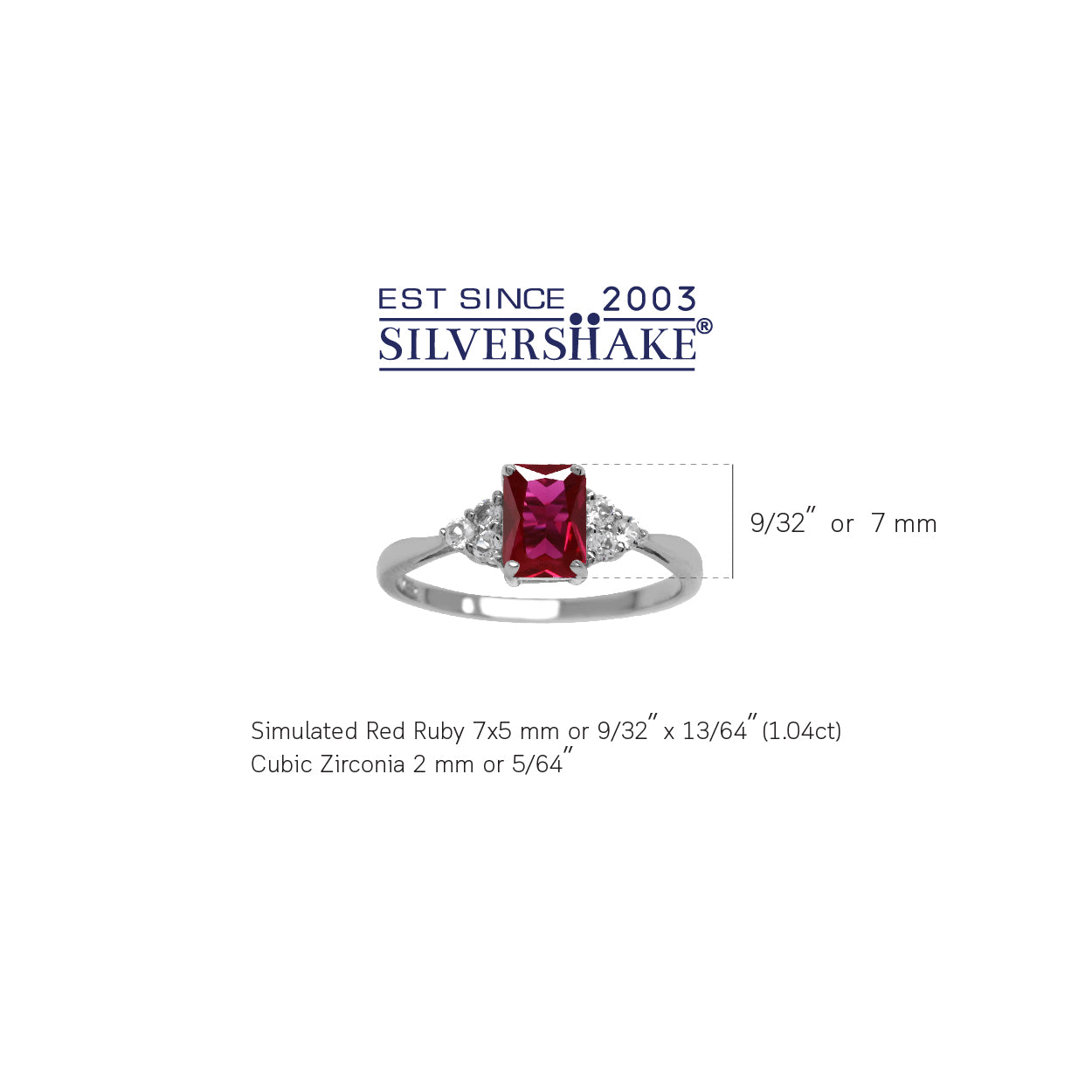 Created Red Ruby Octagon 7x5 mm 925 Sterling Silver Engagement Ring - Silvershake-store