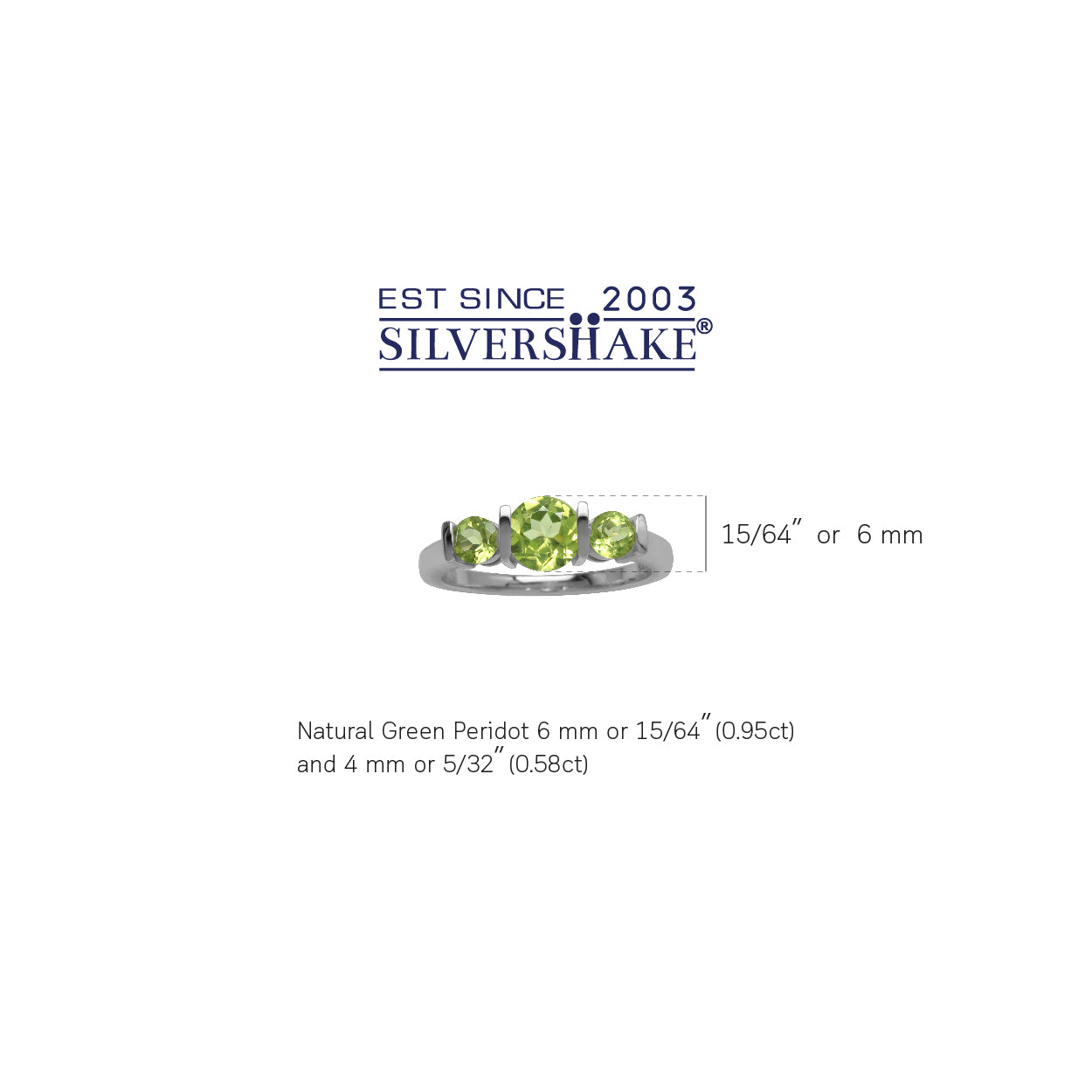 Natural 3-Stone Green Peridot 925 Sterling Silver Enngagement Ring