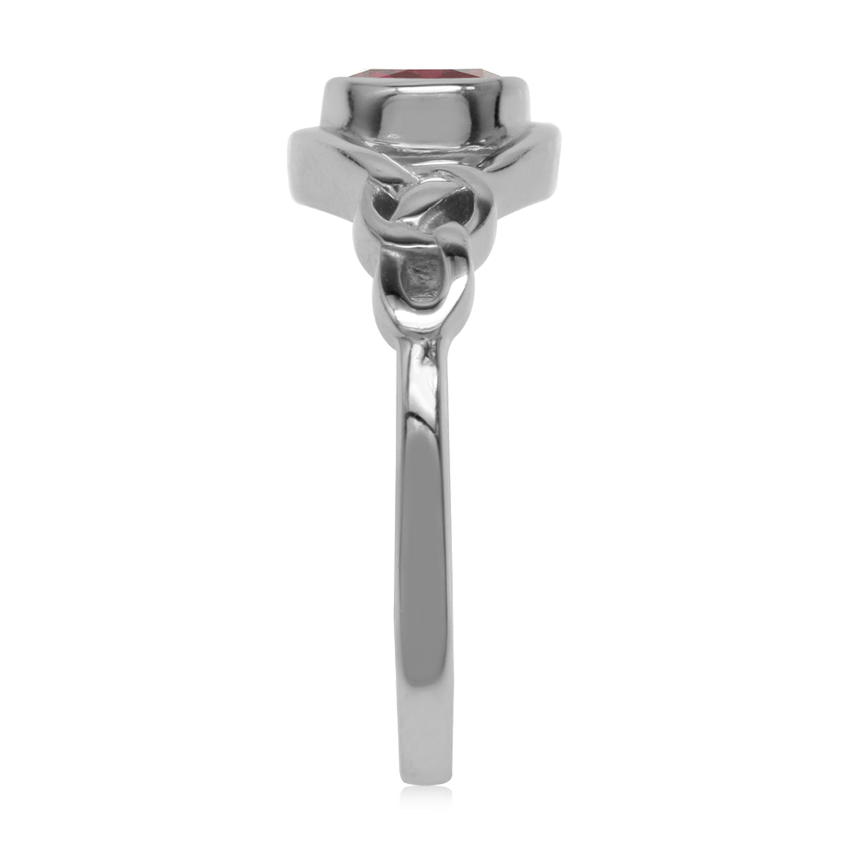 6MM Created Round Shape Pink Tourmaline White Gold Plated 925 Sterling Silver Celtic Knot Solitaire Ring October Gemstone Birthstone - Silvershake-store