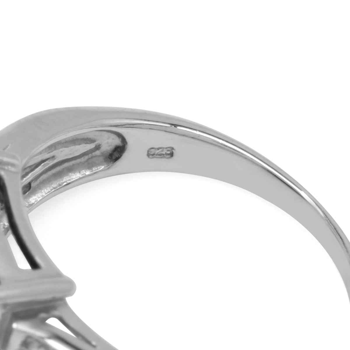 Genuine 5.9 Ct Octagon 12x10 mm Black Onyx & CZ White Gold Plated 925 Sterling Silver Cocktail Ring