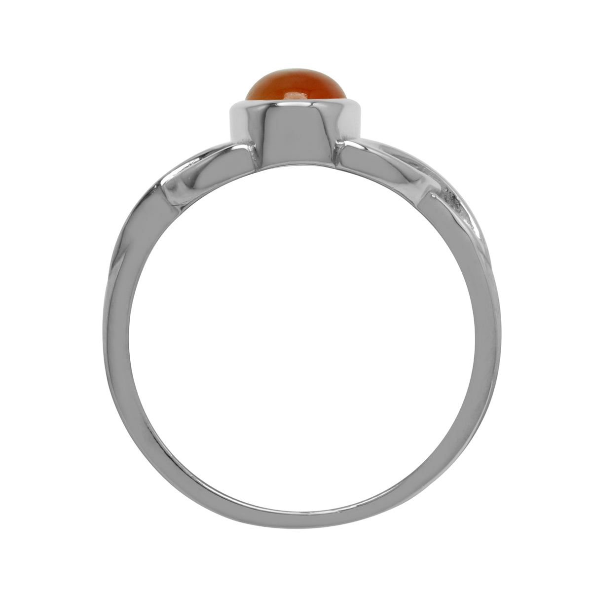 Genuine Orange Carnelian Stone 925 Sterling Silver Triquetra Celtic Knot Ring - Silvershake-store