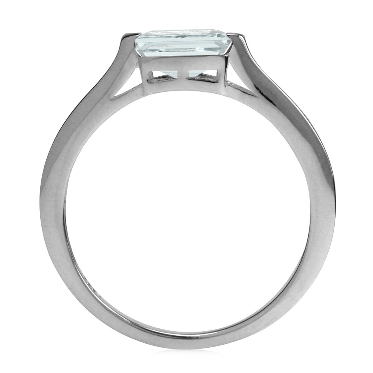 Genuine Light Blue Octagon Aquamarine March Birthstone 925 Sterling Silver East-West Solitaire Gemstone Promise Ring - Silvershake-store