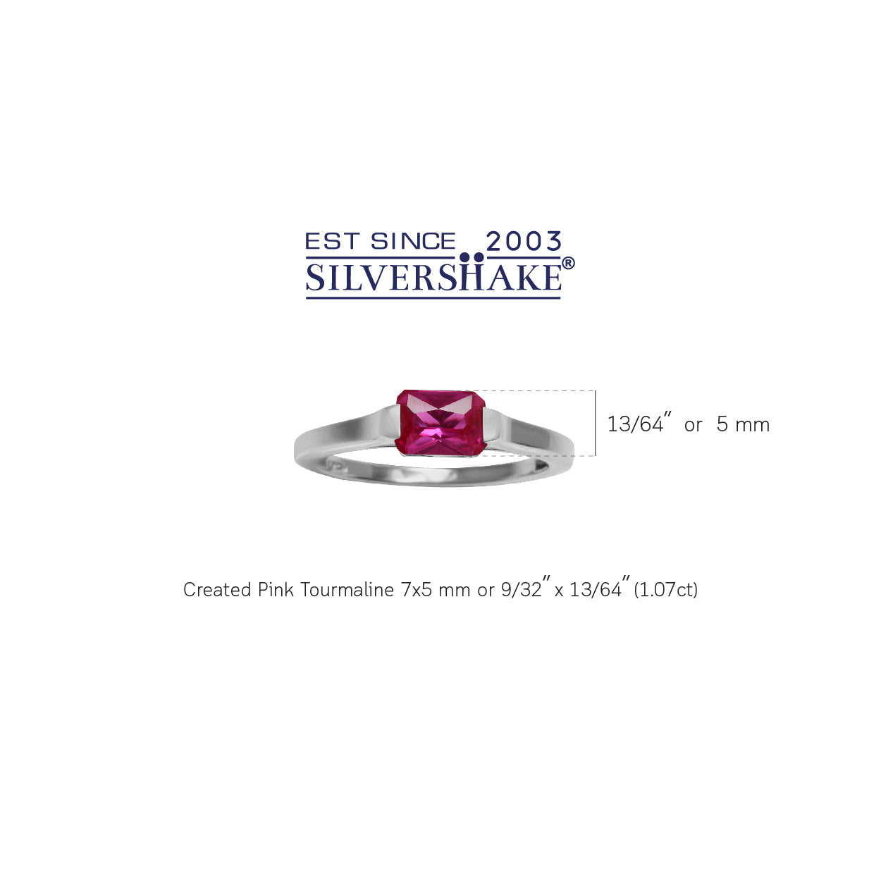 Created Octagon Pink Tourmaline October Birthstone 925 Sterling Silver East-West Solitaire Gemstone Promise Ring - Silvershake-store