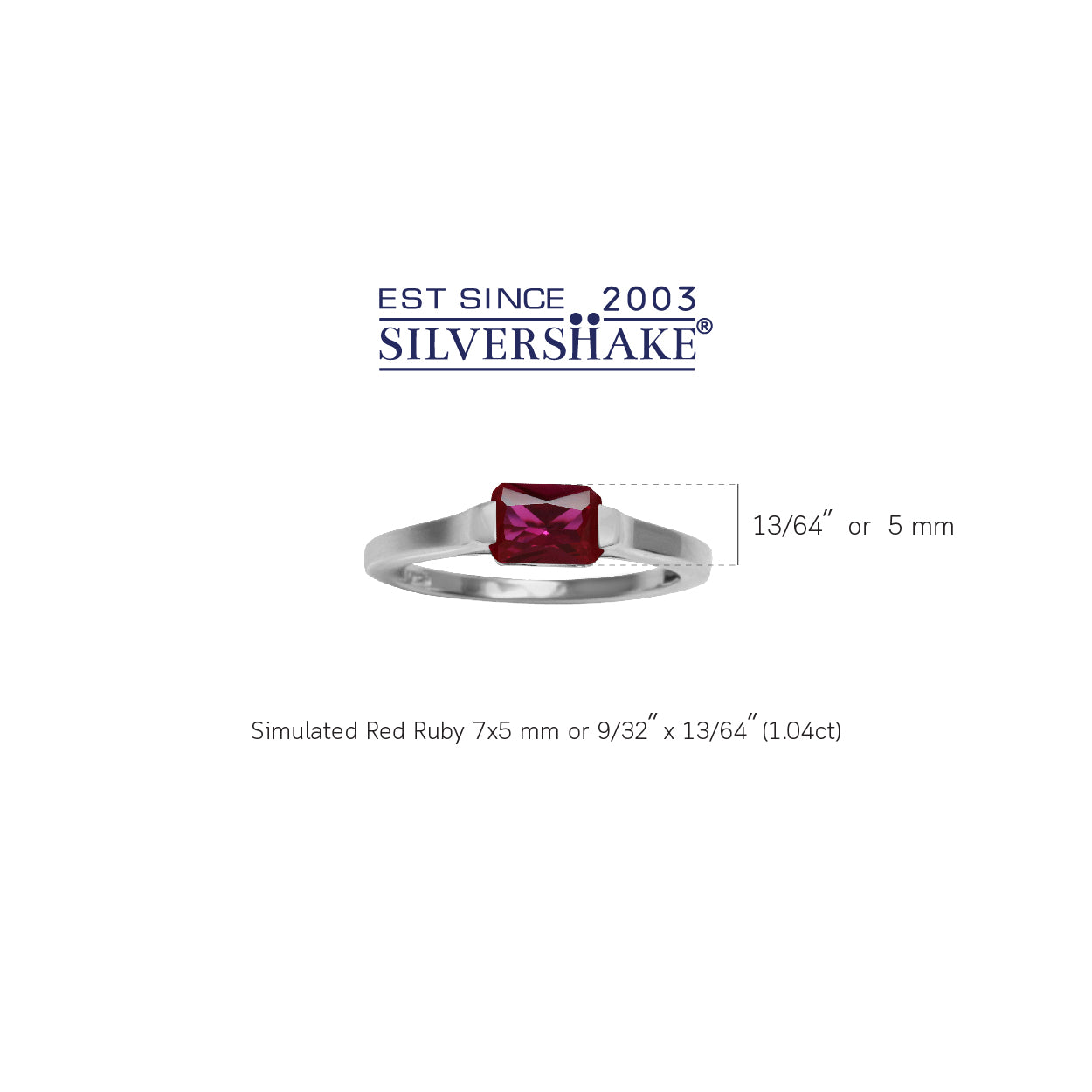 Simulated Octagon Red Ruby July Birthstone 925 Sterling Silver East-West Solitaire Gemstone Promise Ring - Silvershake-store
