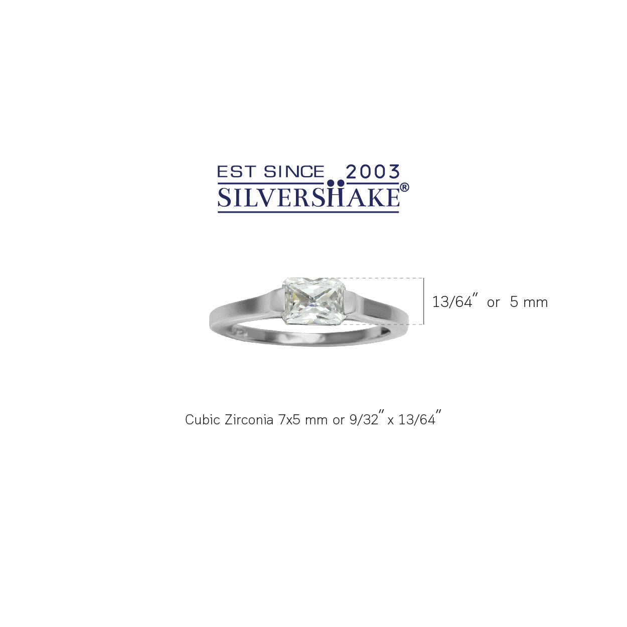 1.4 Ct Octagon White CZ Substitute April Birthstone 925 Sterling Silver East-West Solitaire Gemstone Promise Ring - Silvershake-store
