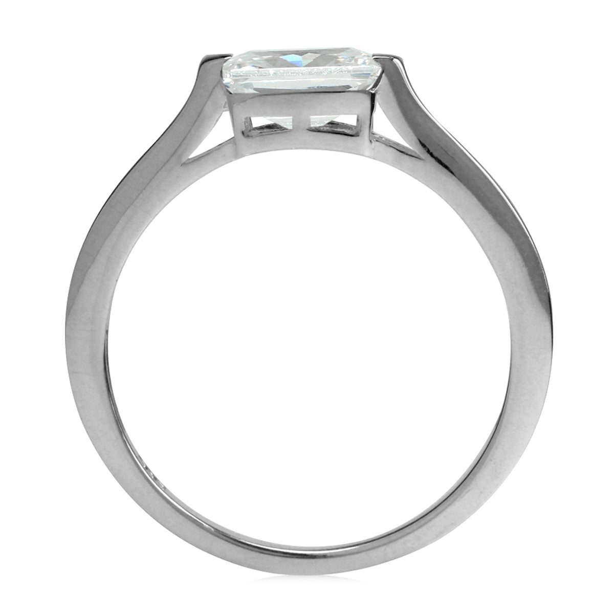 1.4 Ct Octagon White CZ Substitute April Birthstone 925 Sterling Silver East-West Solitaire Gemstone Promise Ring - Silvershake-store