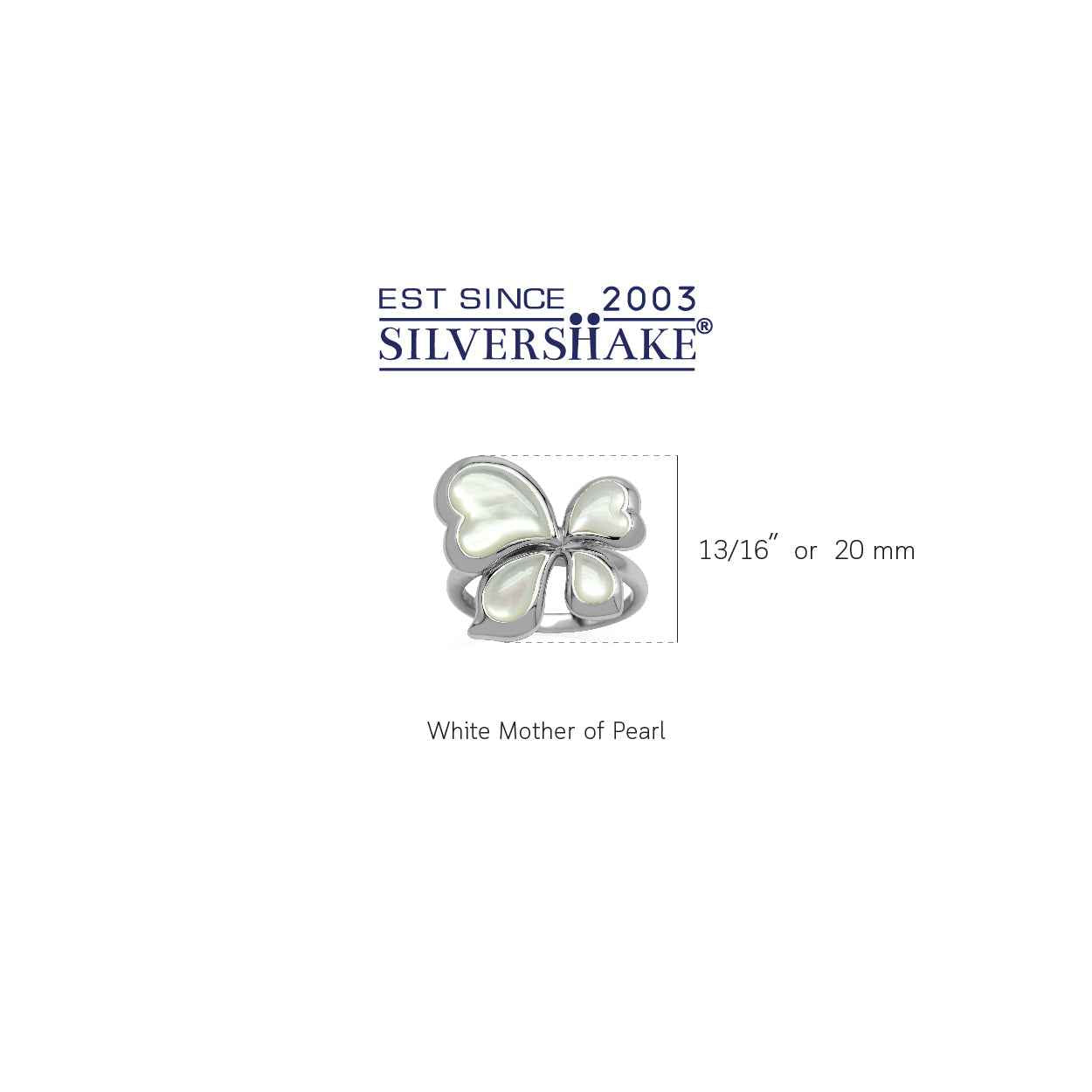 White Mother Of Pearl 925 Sterling Silver Asymmetrical Butterfly Ring Jewelry for Women - Silvershake-store